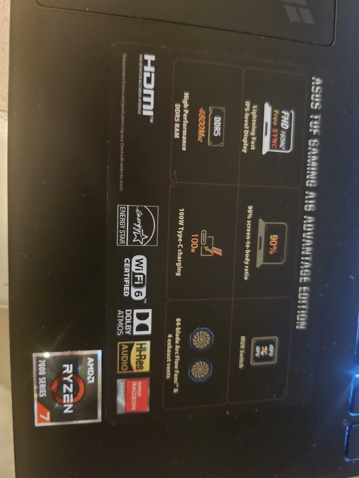 ASUS TUF Gaming A16 Advantage Edition Laptop Ryzen 7 Radeon RX 7600s 16GB RAM