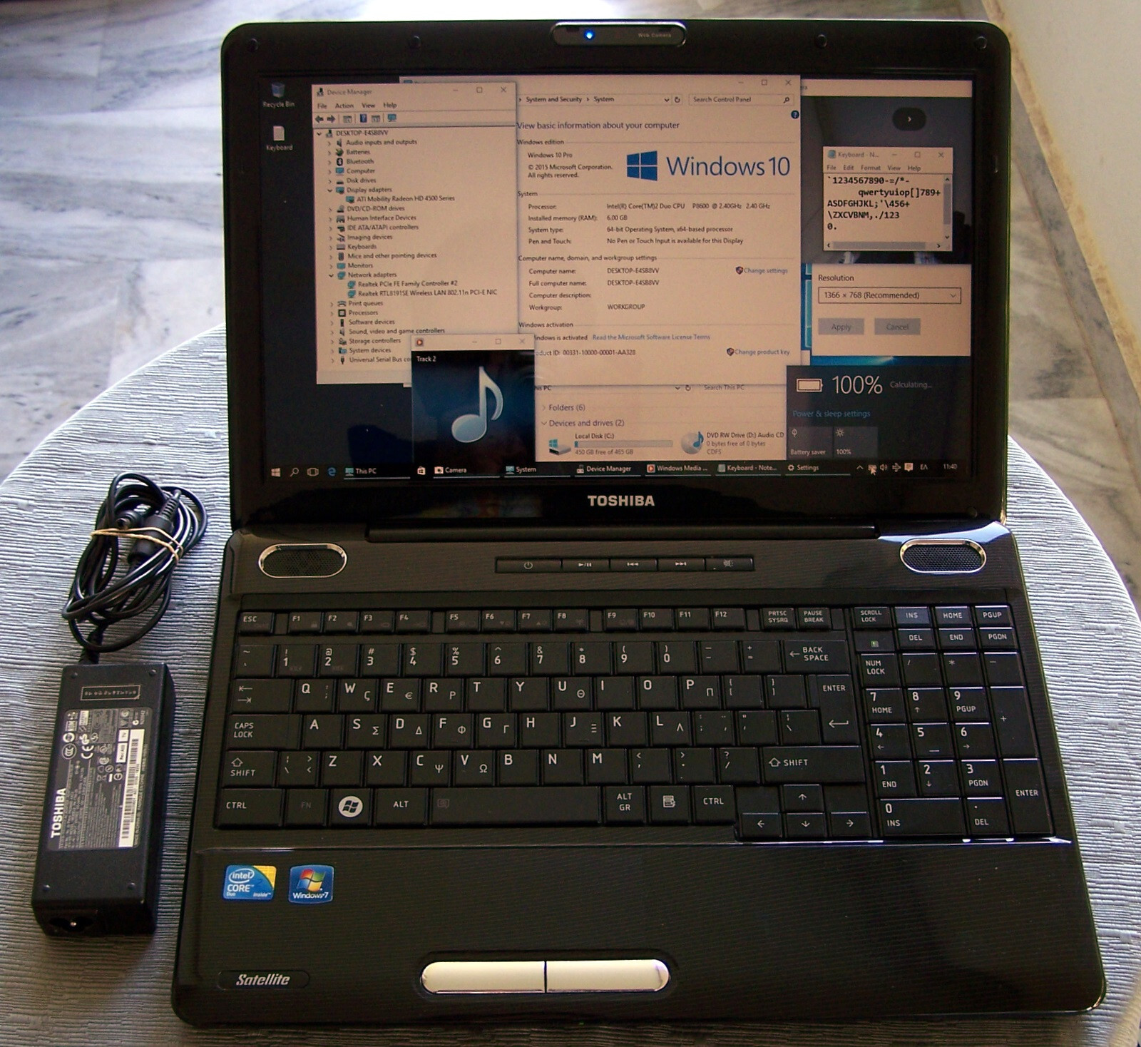 Toshiba 15.6 Satellite L505 Intel 2.4GHz 6GB 500GB Ati Radeon HD-4500 HDMI Win10