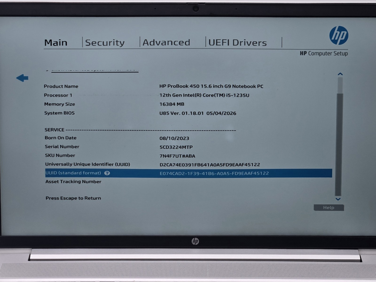 HP ProBook 450 G9 15″ FHD I5-1235U 512GB SSD 16GB W11P Webcam Backlit FP Reader