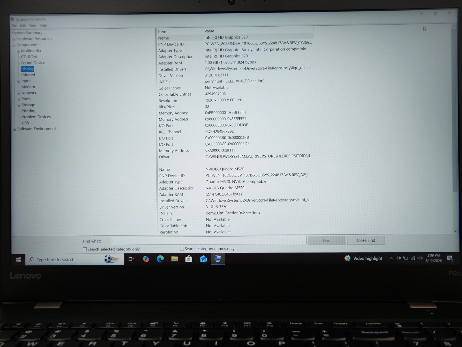 Lenovo ThinkPad P51s Intel i7-6500U @2.5GHz 8GB 256GB Quadro M520 15″ Laptop #L2