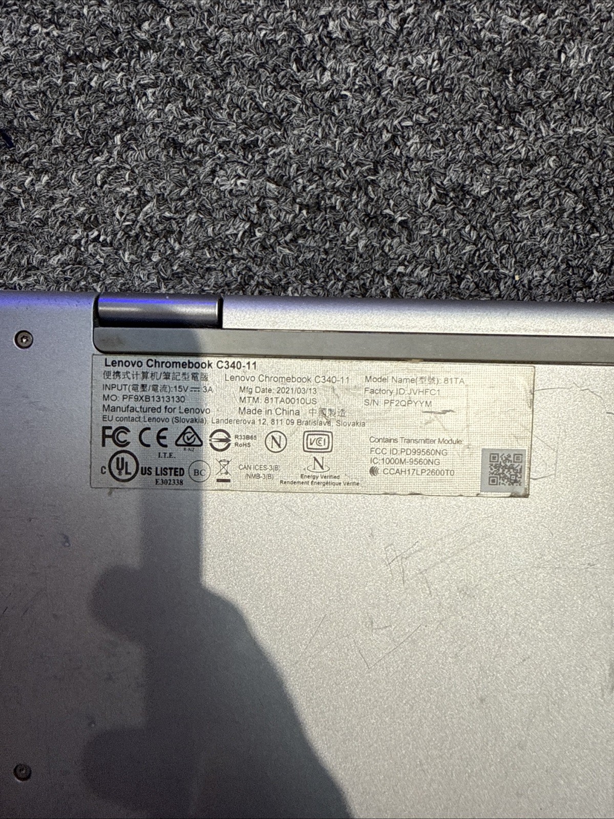 Lenovo Chromebook C340-11 11.6″ HD Touchscreen Celeron N4000 81TA0010US (AS IS)