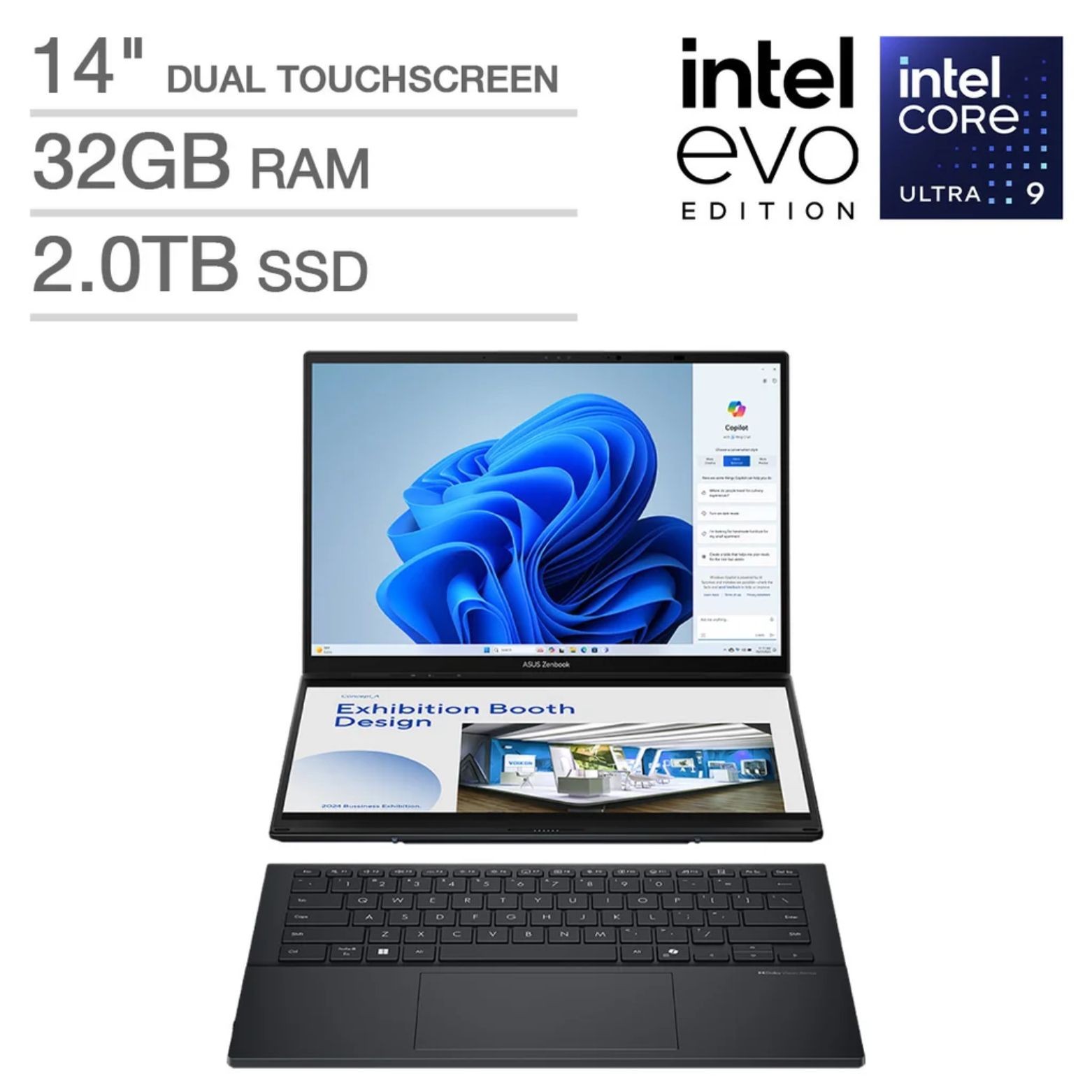 ASUS Zenbook DUO 14″ OLED Touch Intel Core Ultra 9 285H 32GB 2TB SSD W11H Laptop
