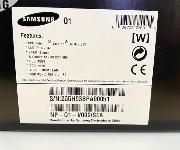 Samsung Q1 UMPC Handheld PC NP-Q1-V000/SEA RARE NEW SEALED Collectible LOOK
