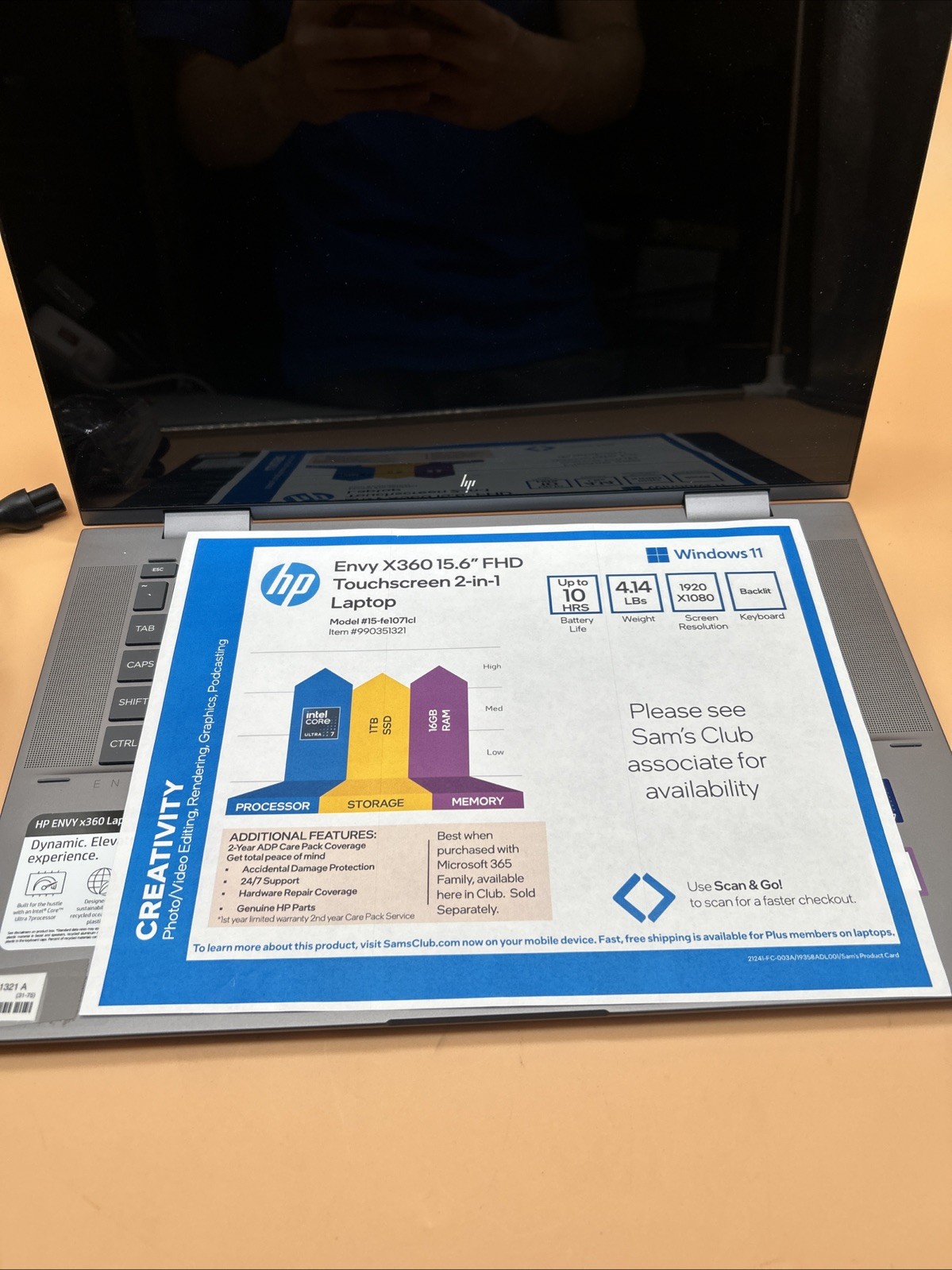 HP 15-fe1071cl Envy x360 15.6″ FHD Touchscreen Ultra 7 155U 2.1GHz Intel