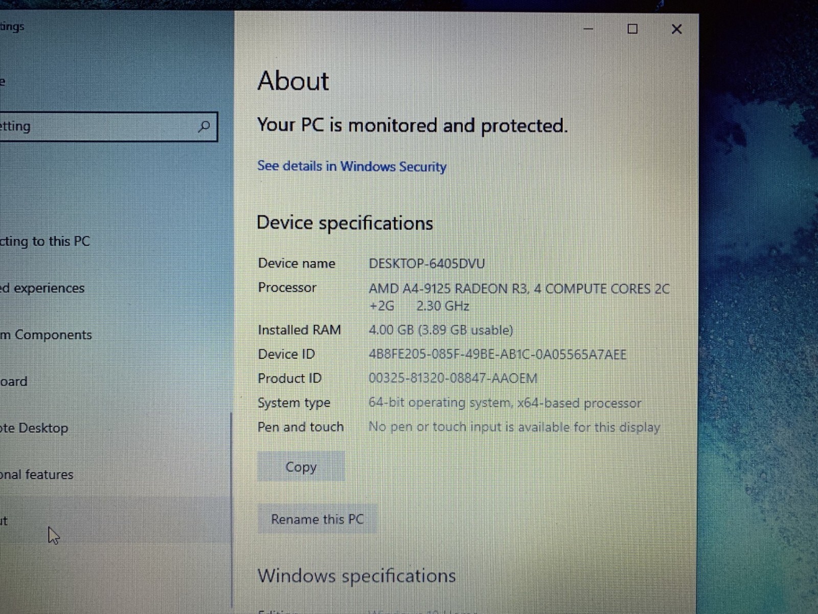 HP 15-DB0088CA 15.6″ Laptop AMD A4-9125 Radeon R3 4GB DDR 4 RAM Windows 10