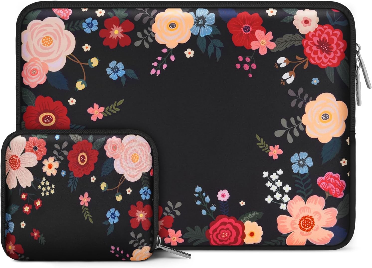 Neoprene Laptop Sleeve Bag for 13-13.3 inch MacBook Air/Pro 13, Ink Dyed Flowers