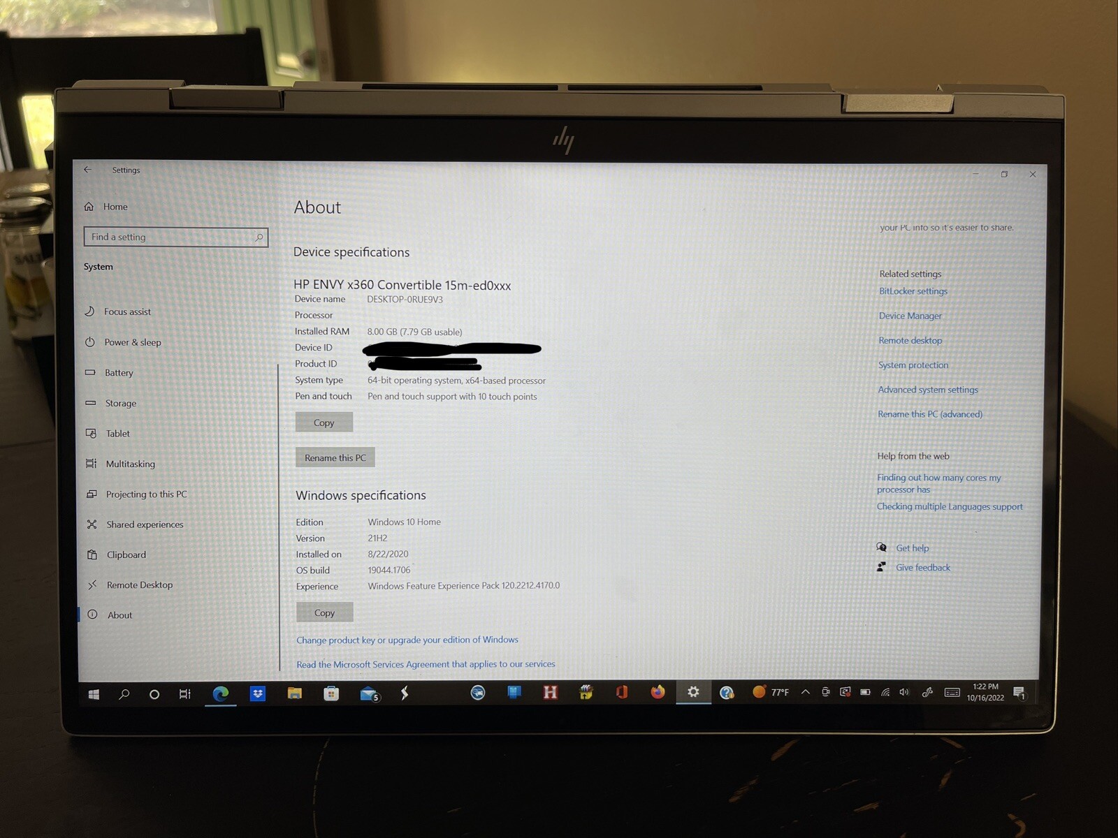 HP ENVY x360 15m-ed0013dx 15.6 inch (256GB, Intel Core i5 10th Gen., 3.60GHz,…