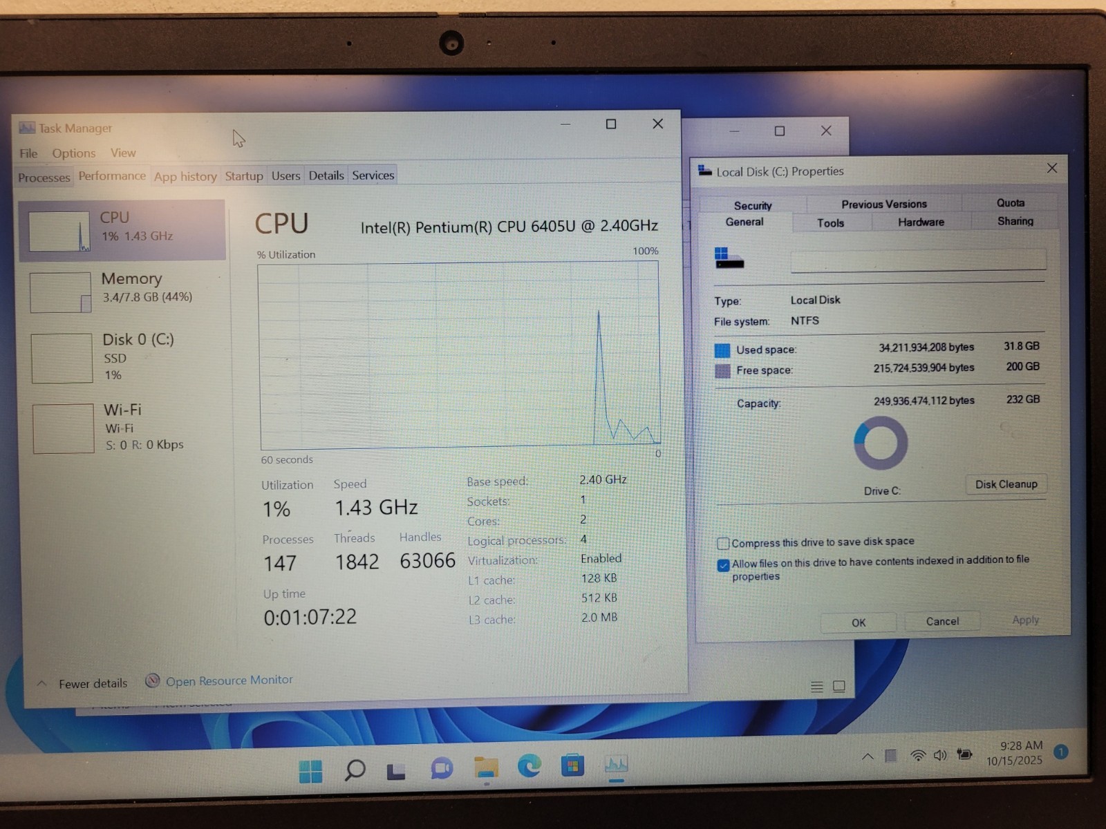 Lenovo IdeaPad 3 15IML05 15.6″ pentium 6405u 2.4ghz 8gb ram 250gb ssd PF29F3BW