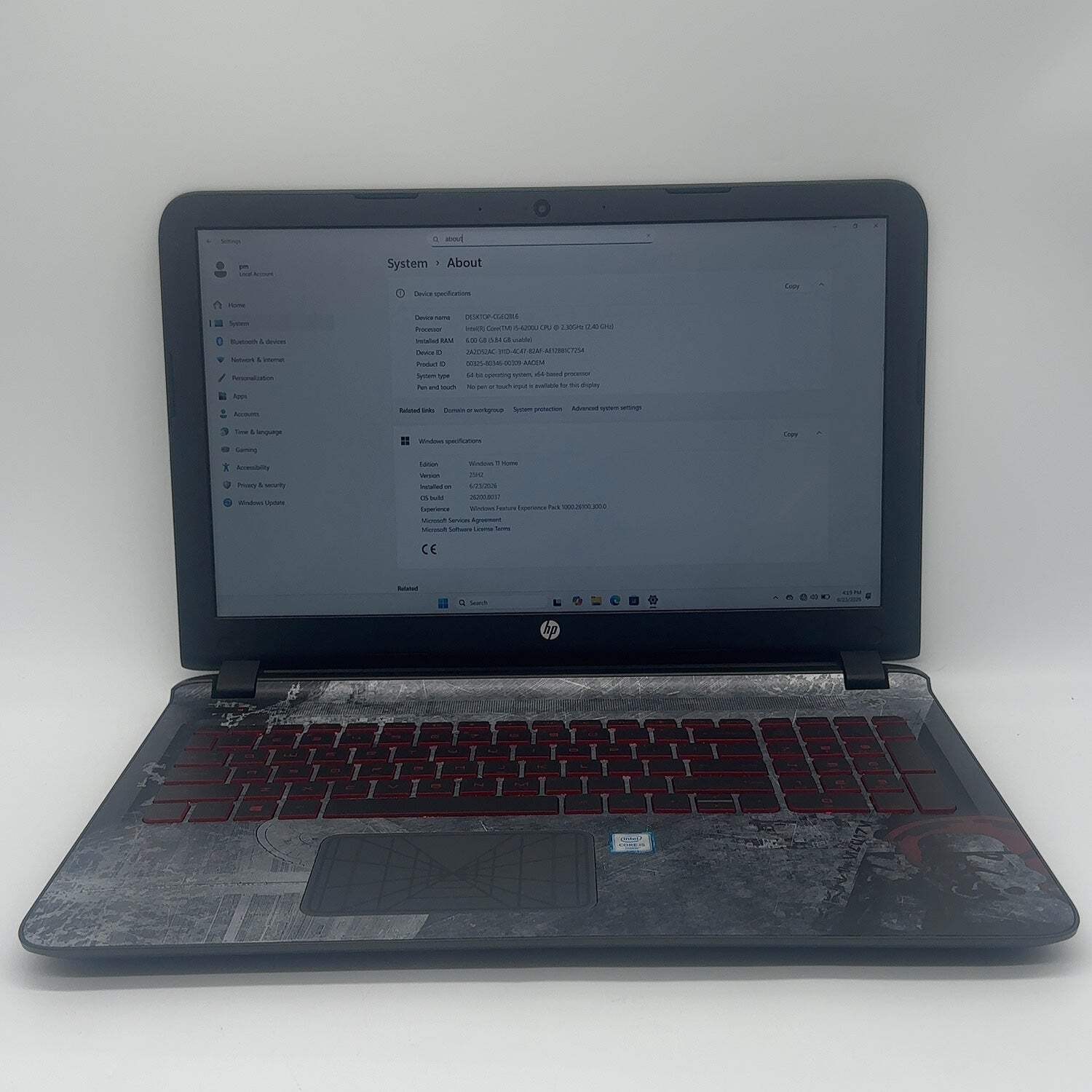 HP NoteBook 15-AN050NR 15.6″ i5-6200U 2.3GHz 6GB RAM 1TB HDD