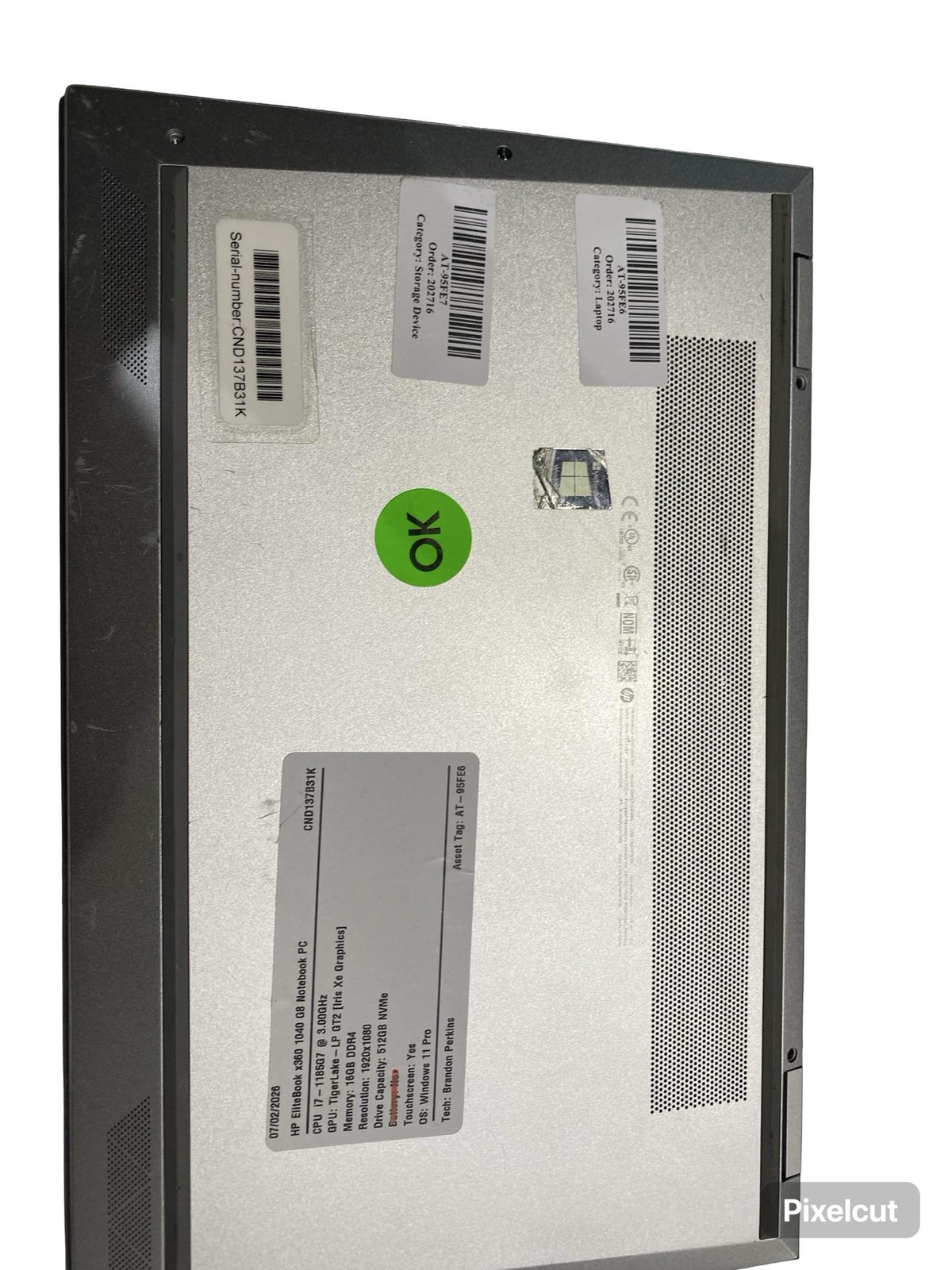 HP EliteBook x360 1040 G8 PC i7 1185G7 16GB 512GB Win11Pro Grade C No Battery TS