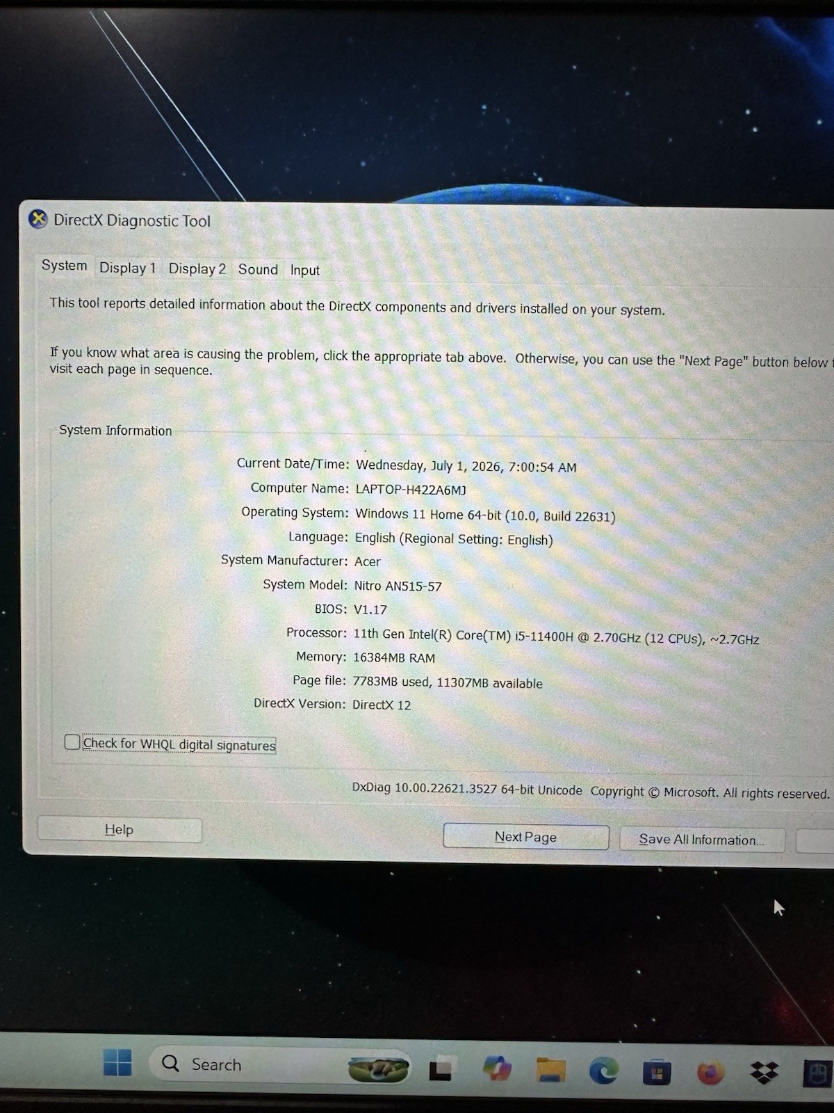 Acer Nitro 5 AN515-57 15.6in FHD i5-11400H 16GB 512GB SSD Win11