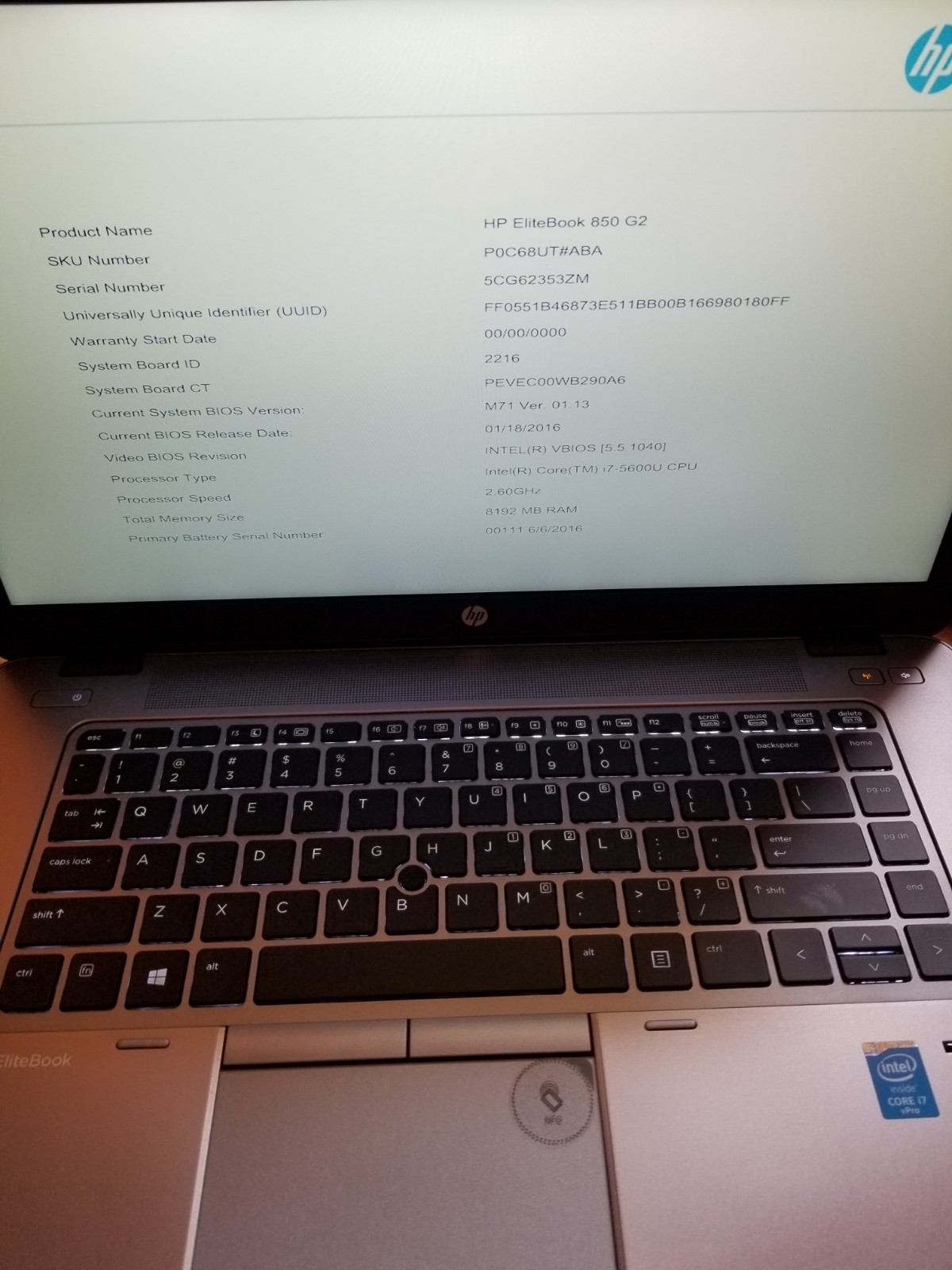 Lot 3 HP EliteBook 850 G2 i7-5600U 2.6 GHz 8GB RAM 128GB SSD Batt 15.6″ NO AC|OS