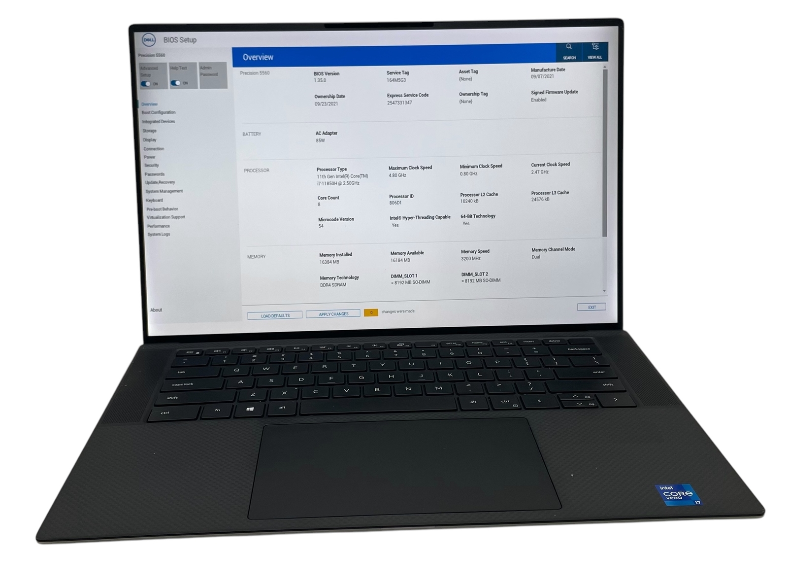 DELL PRECISION 5560 15″ i7 2.50GHz 16GB RAM 256GB SSD–GRADE D