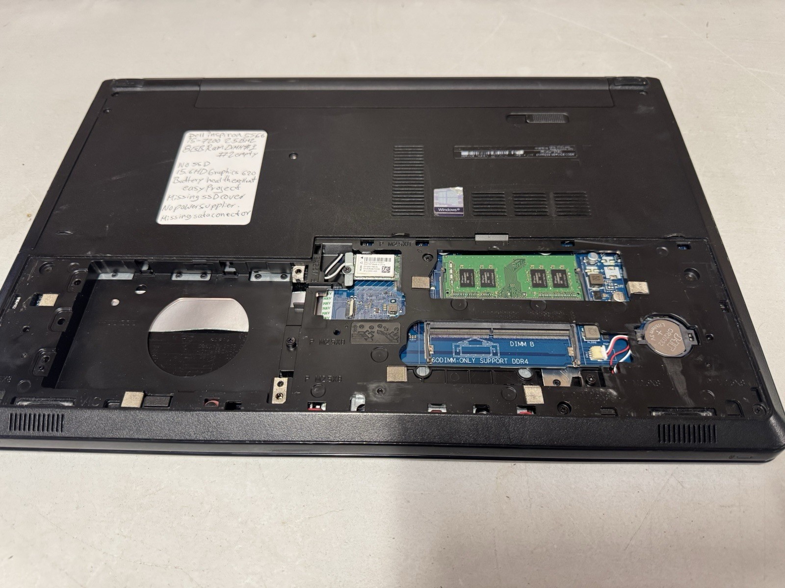 Dell Inspiron 5566 i5-7200U 2.5GHz 8GB RAM No SSD Battery Excellent AS-IS
