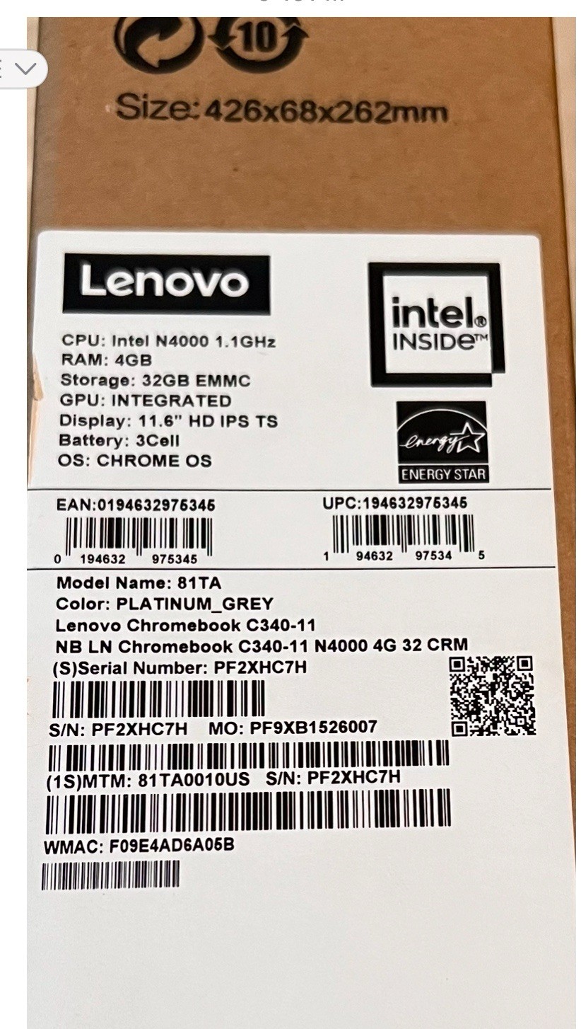 New Lenovo Chromebook C340 11.6″ IPS | Celeron N4000| 4GB DDR4 | 32GB eMMC