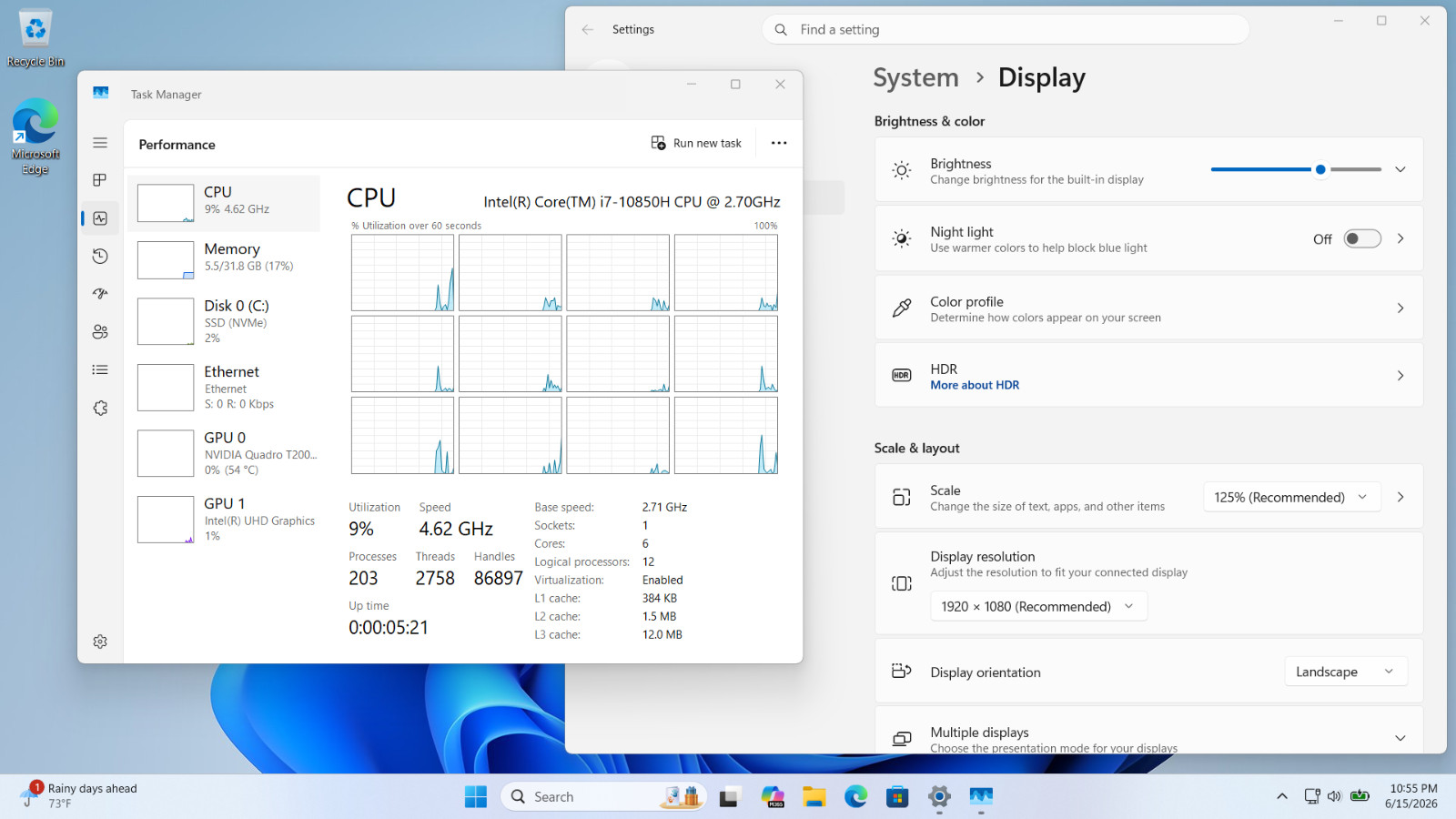 HP Zbook Fury 15 G7 1080p i7-10850H 32GB 512GB NVIDIA T2000 4GB – Very Good