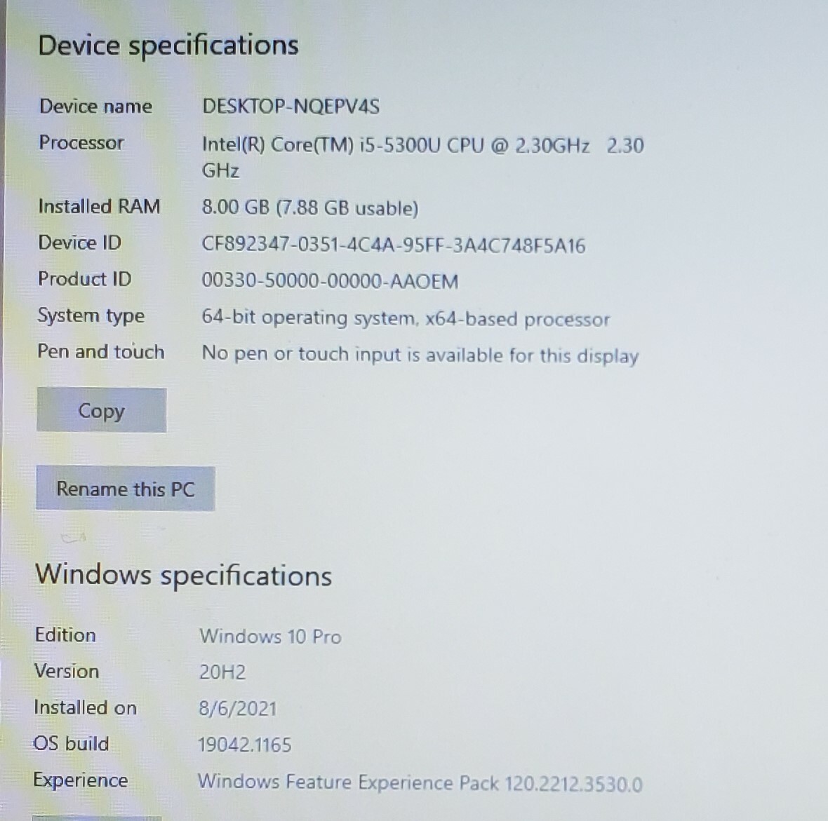 HP EliteBook 850 G2 i5-5300U 2.30GHZ 8GB RAM 128GB SSD Win10 Pro
