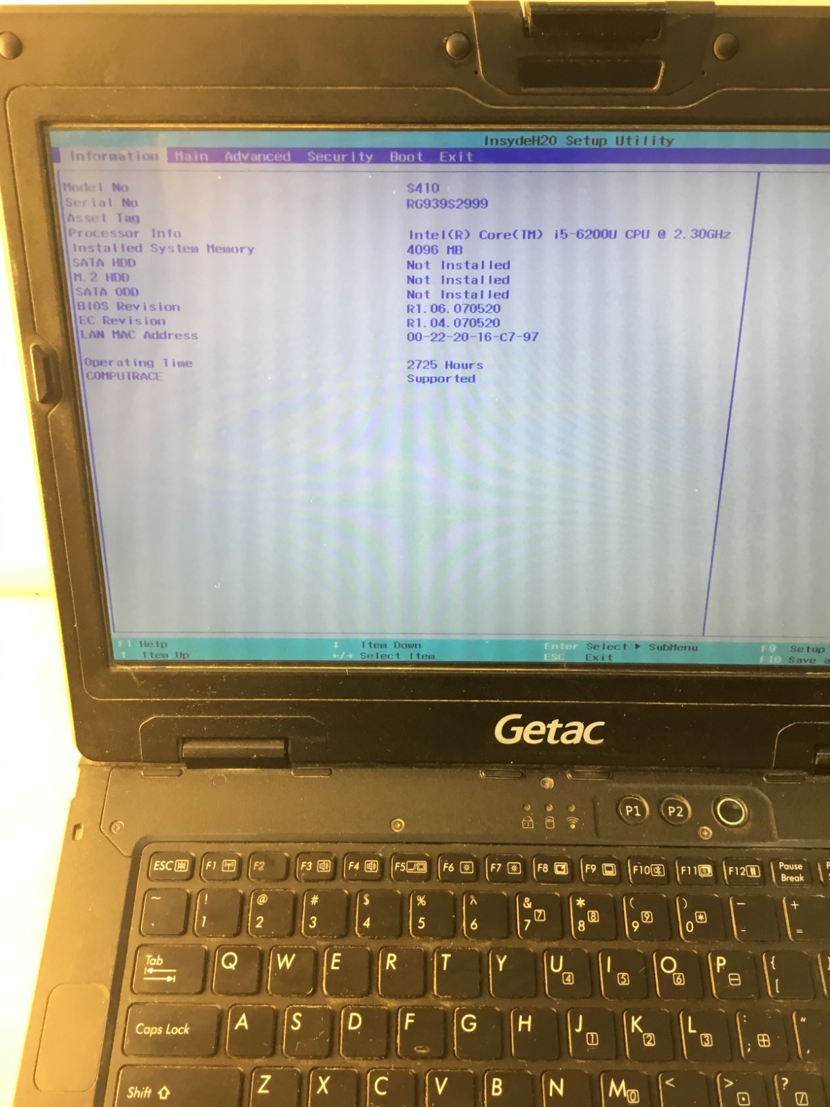 lots of 3.GETAC S410 Laptop i5-6200U.cpu @2.30 GHZ 4GB NO HDD
