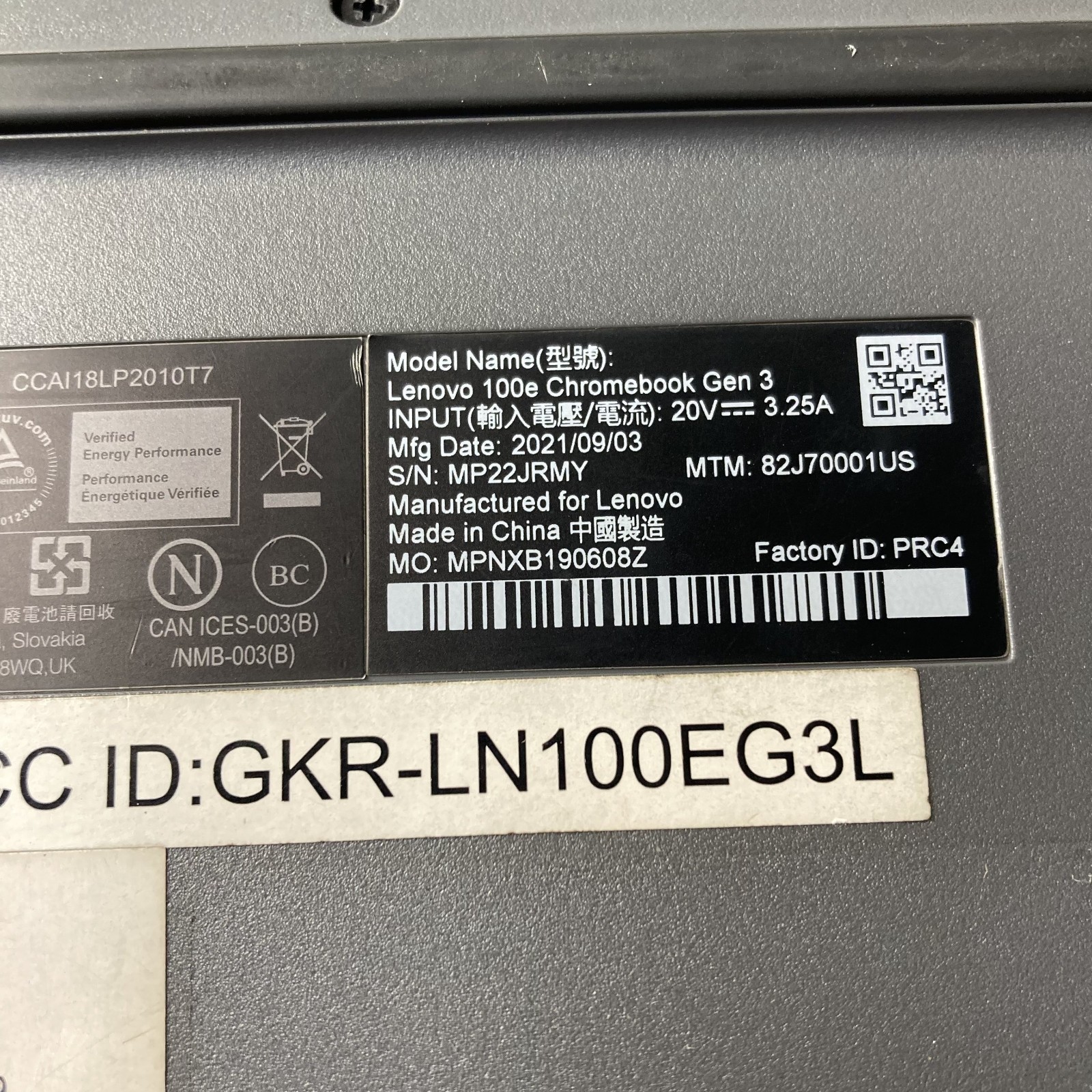 Lenovo 100e Chromebook Gen 3-AMD 3015ce-4GB Ram 32GB SSD Chrome OS