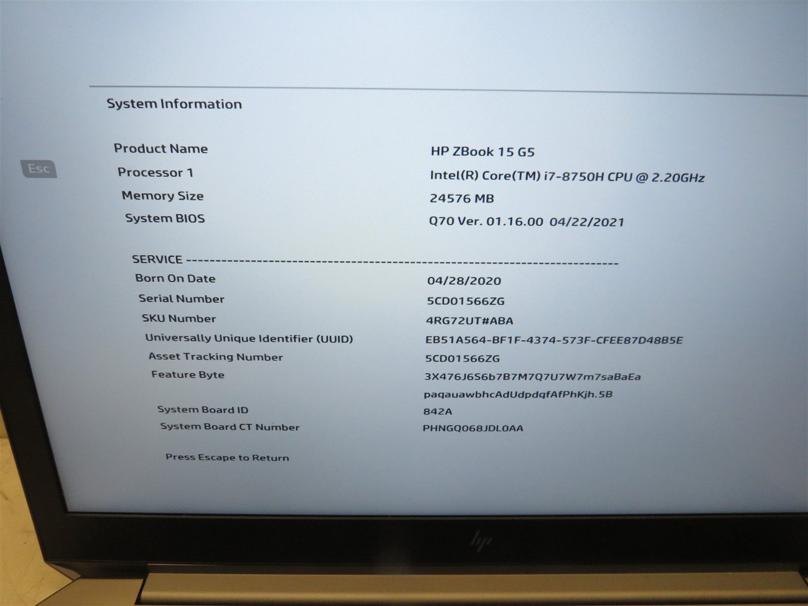 HP Zbook 15 G5 Laptop Intel Core i7-8750H@2.2GHz 24GB RAM *BIOS LOCKED* #2