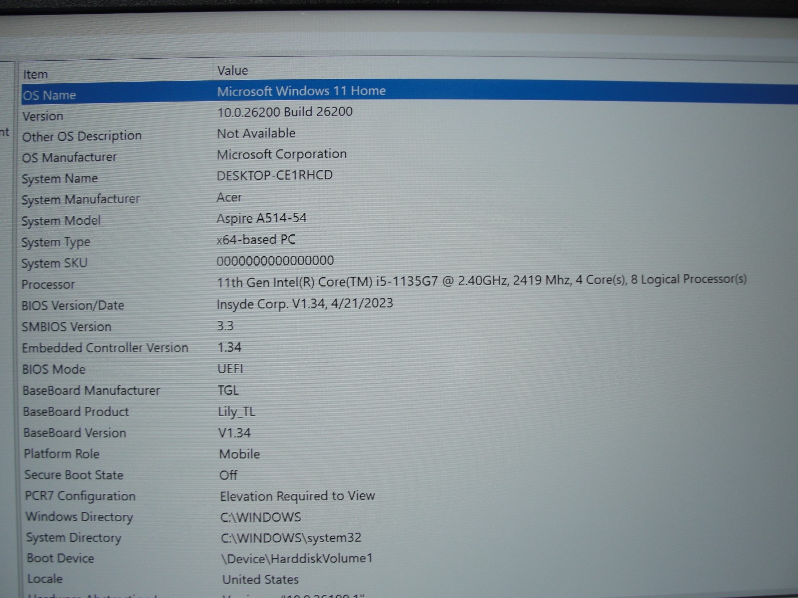 Acer Aspire 5 A514-54 14″FHD Intel i5-1135G7 2.4GHz 8GB RAM 256GB SSD