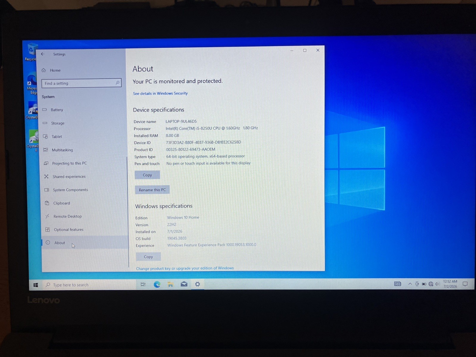 Lenovo IdeaPad 330 17.3″ Laptop – i5-8250U 1.60GHz 8GB RAM 240GB SSD & DVD-RW
