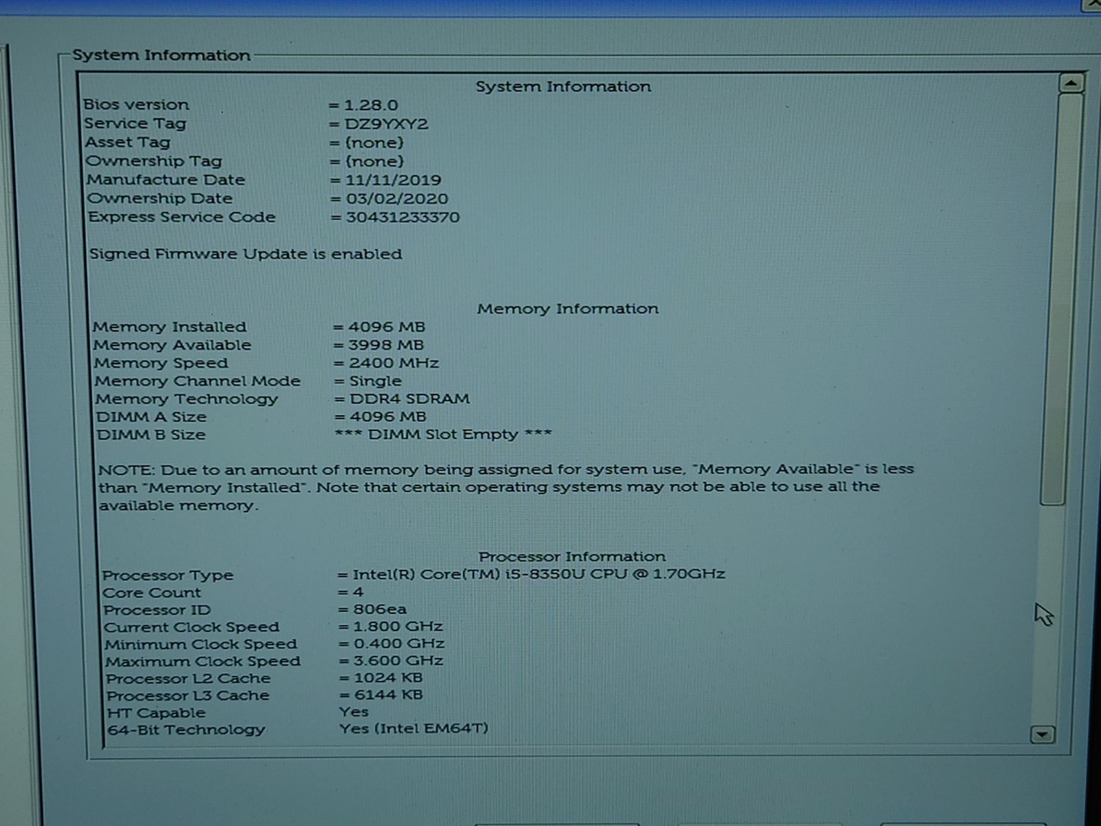 Dell Latitude 5490 14″ FHD i5-8350U 4GB RAM No OS/SSD