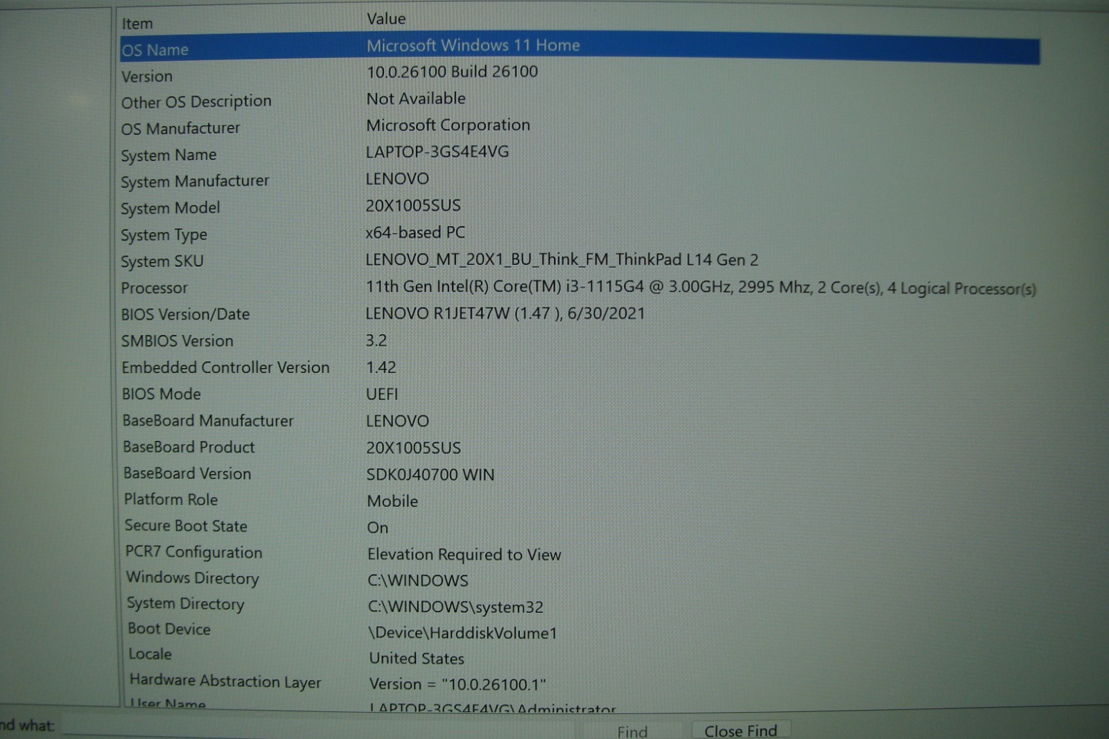 Lenovo ThinkPad L14 Gen 2 14″FHD i3-1115G4 3GHz 4GB 256GB Win 11 Home +Charger