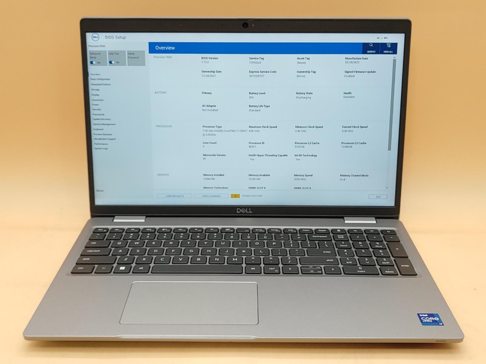 Dell Precision 3560 15.6″ Intel i7-1185G7 NVIDIA T500 *NO RAM/NO SSD/NO AC***