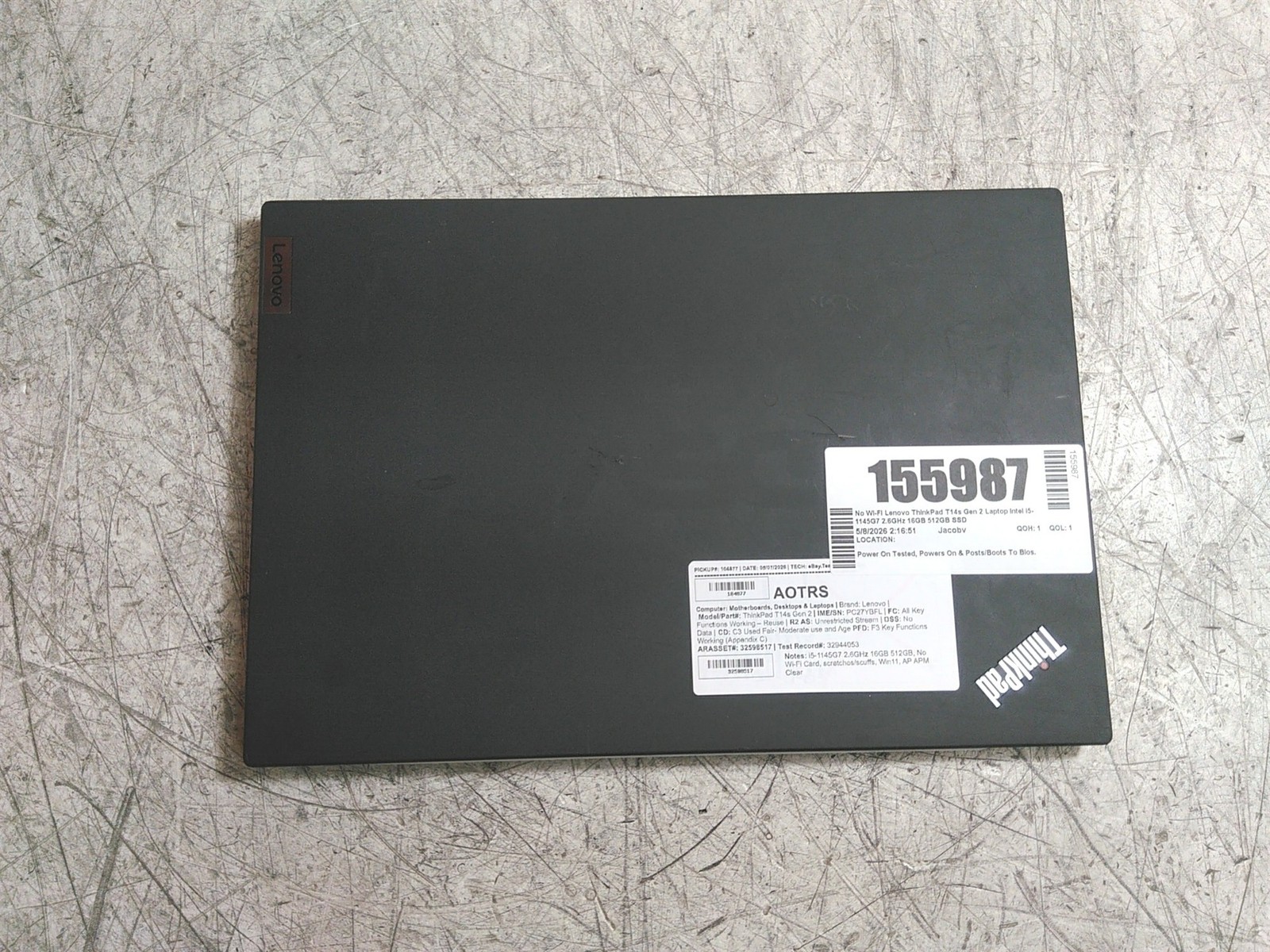 BIOS Locked Lenovo ThinkPad T14s Gen 2 Laptop Intel i5-1145G7 2.6GHz 16GB 512GB