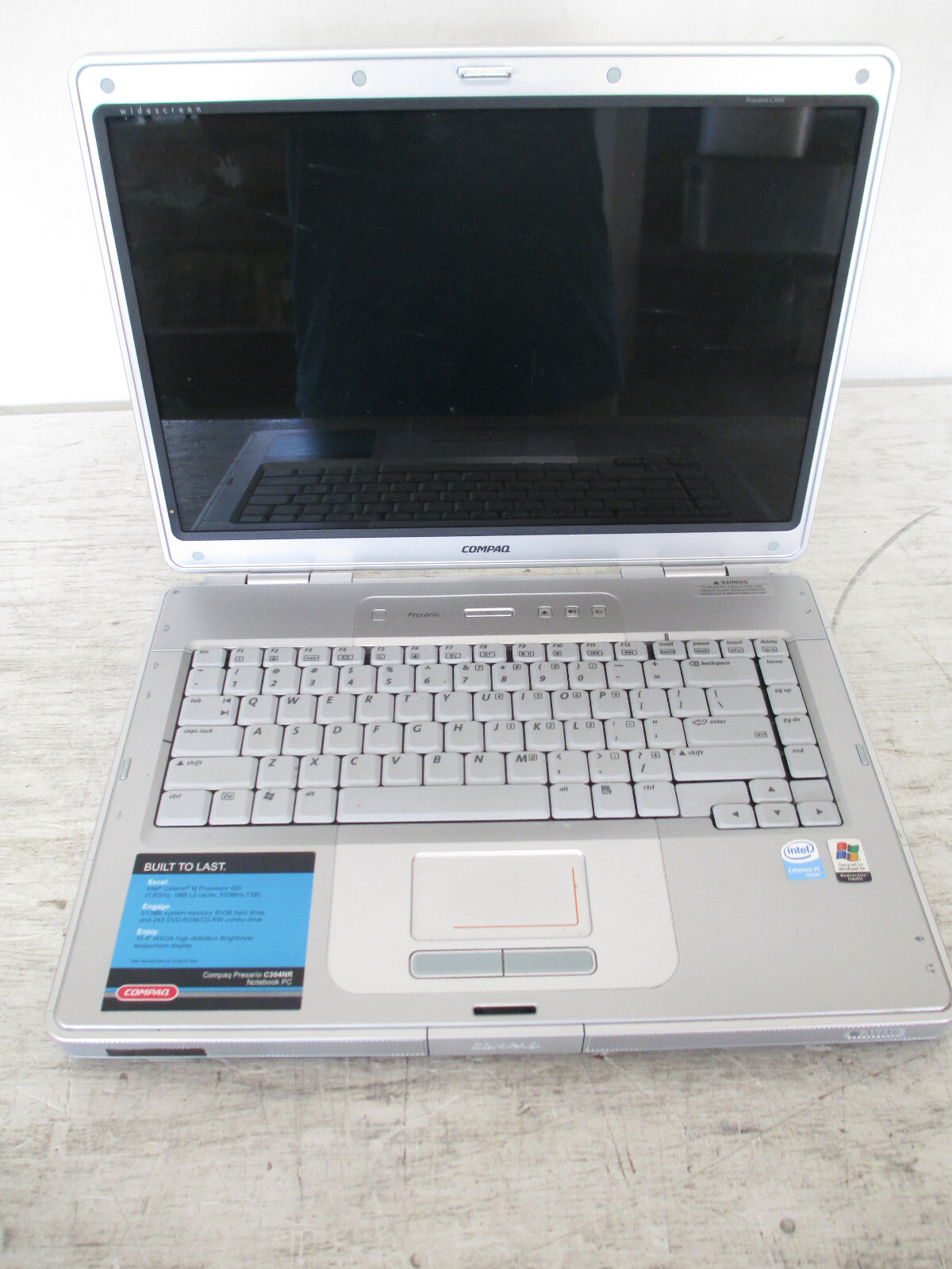 Compaq Presario C300 Laptop Intel Celeron, 1.25GB, NO HDD, DVD-Rom FOR PARTS