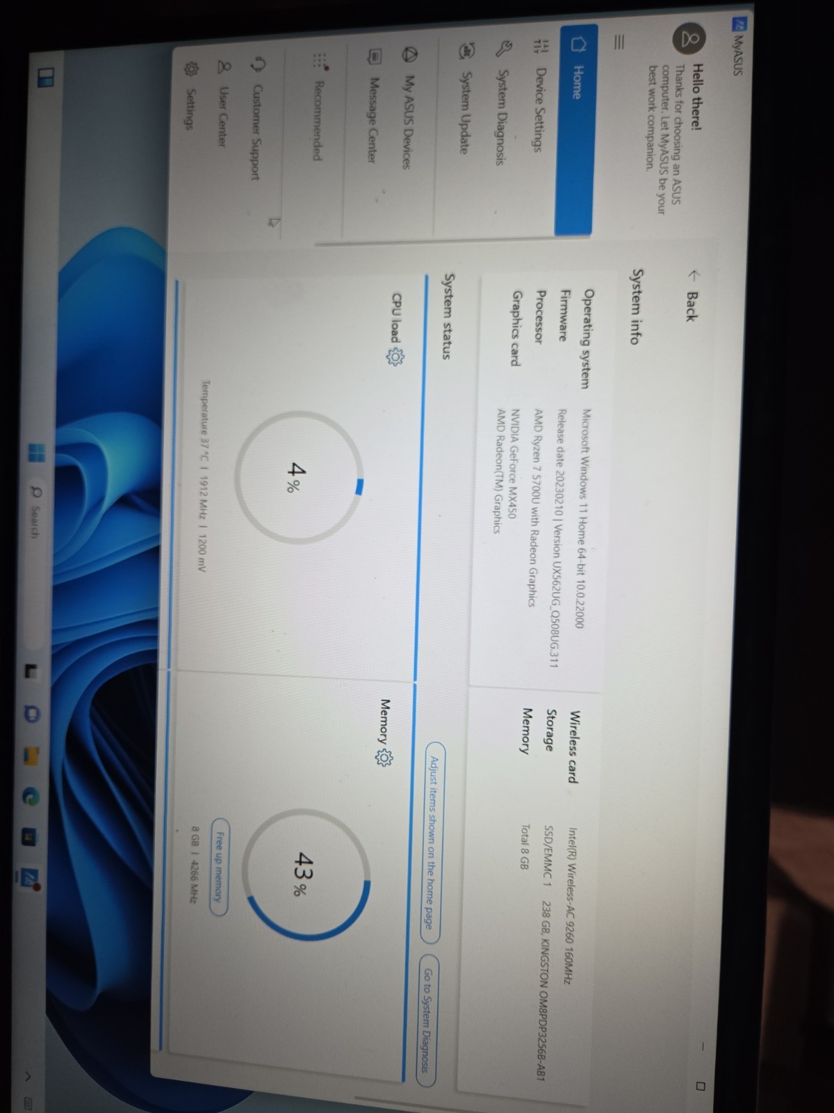 Asus Zenbook -15.5″ – FHD Touch – Ryzen 7-5700U – 8GB RAM – MX450 – 256GB SSD