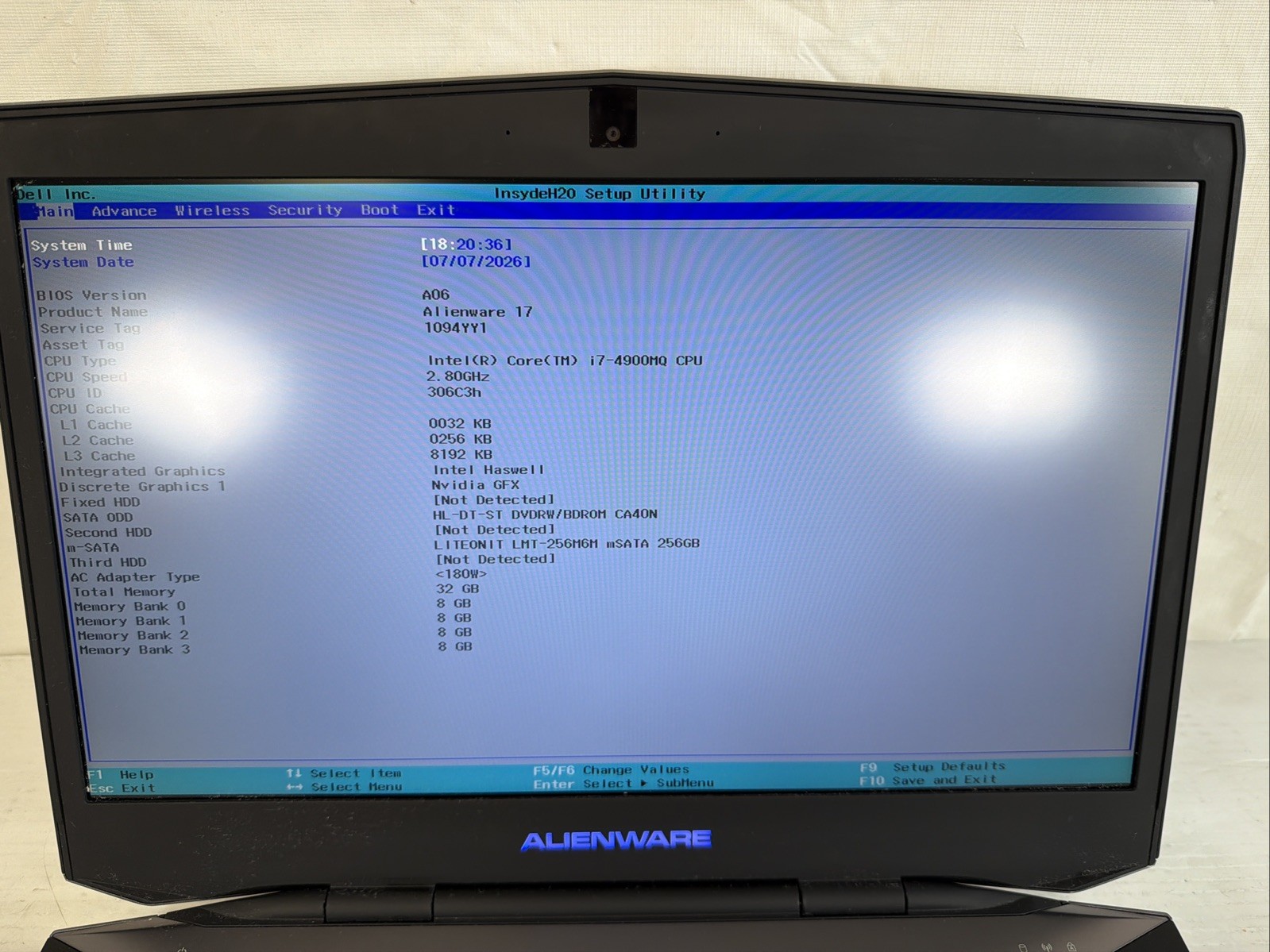Alienware 17 P18E Gaming i7-4900MQ 32GB RAM GTX 770M 17″ 256 GB NVMe Win 11 Pro