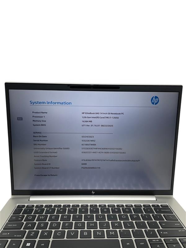 HP EliteBook 840 G9 i7-1265U 14″ 16GB 512GB- Good Condition – Low Battery Health