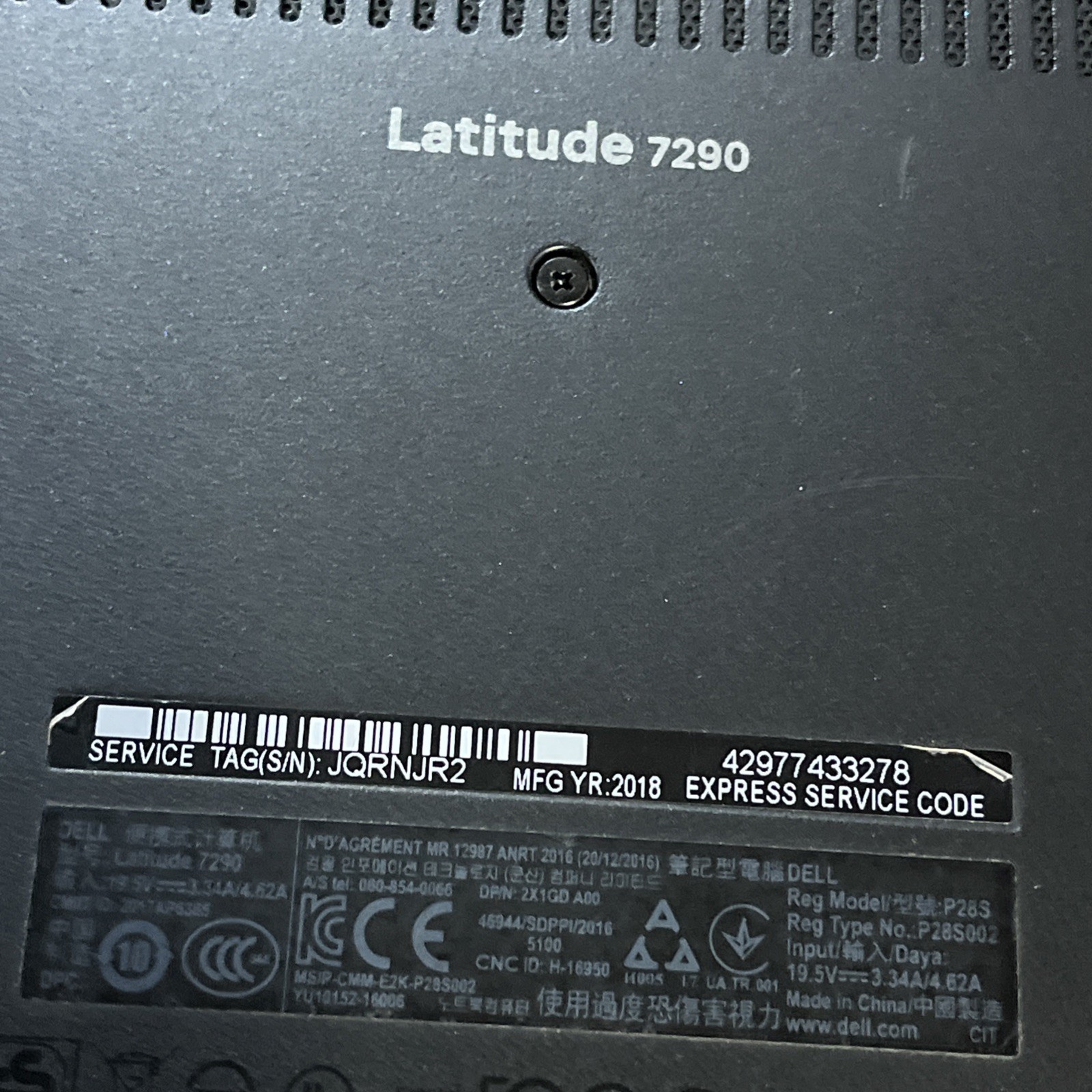 DELL LATITUDE 7290 INTEL CORE I5-8350U 1.70GHZ 8GB RAM NO HD