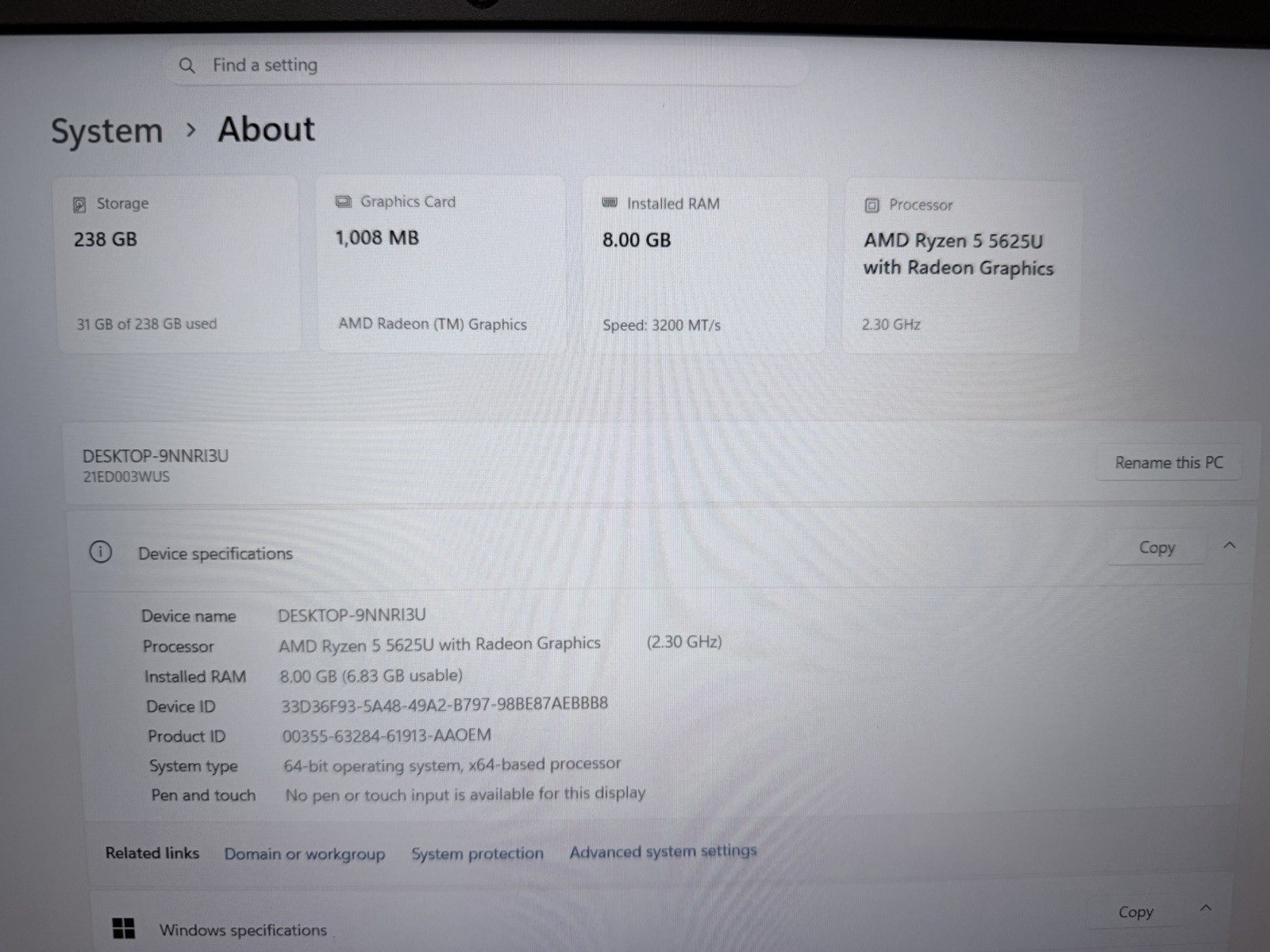 Lenovo ThinkPad E15 Gen 4 15.6″ AMD Ryzen 5 5625U 2.30GHz 8GB 256GB SSD