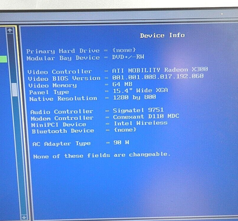 DELL PP12L Inspiron 6000 Laptop 1.60 GHz 512 MB RAM NO Hard Drive Silver B152