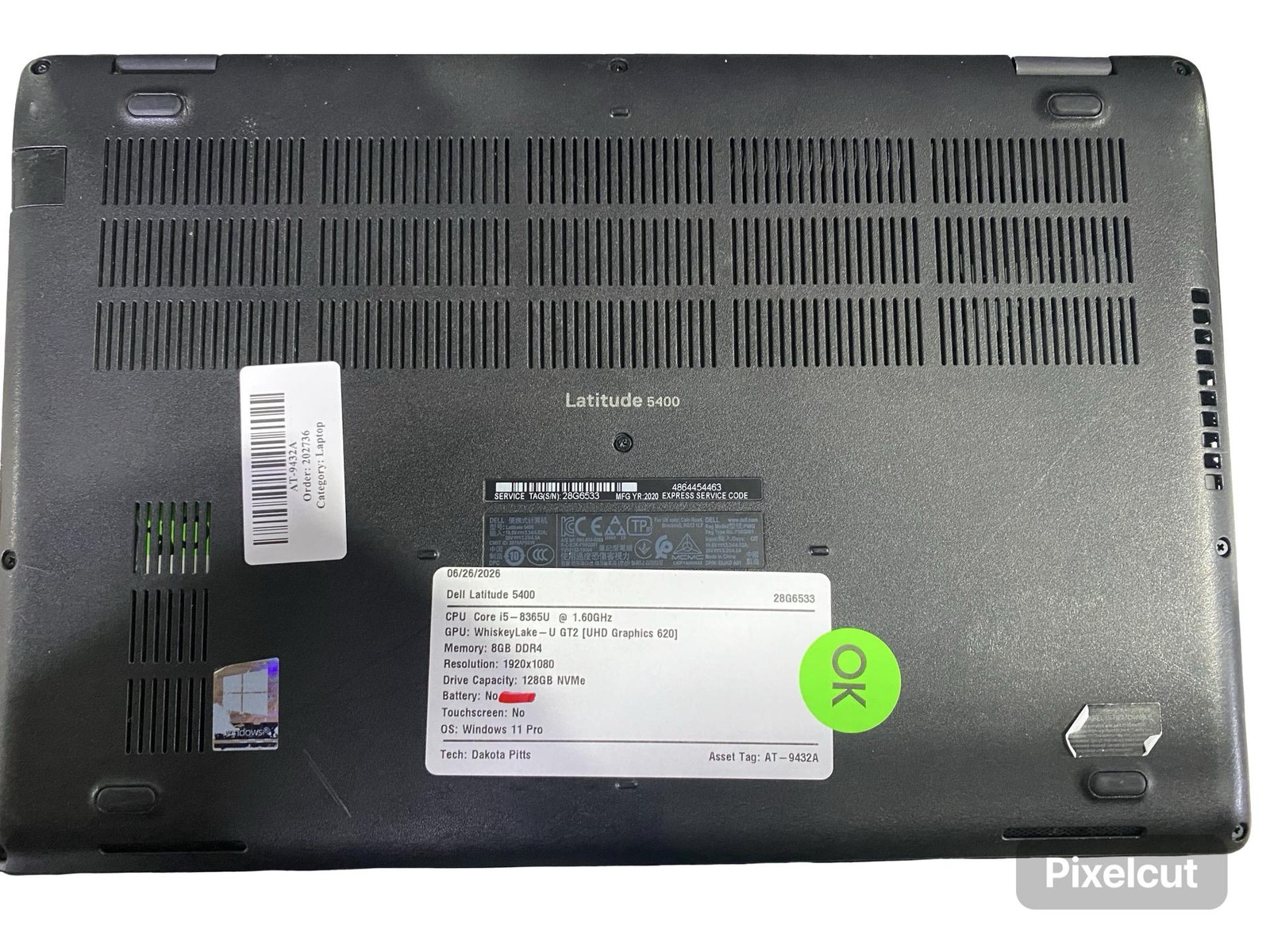 Dell Latitude 5400 Core i5 8365U 8GB Win11Pro 128GB No Battery Grade C