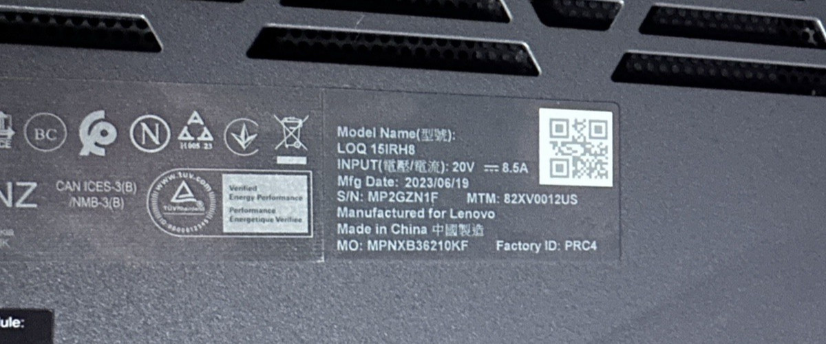 Lenovo LOQ Gaming Laptop 15IRX8 i5-12450HX 48GB RAM 1TB SSD RTX 3060 w/ 170W AC!