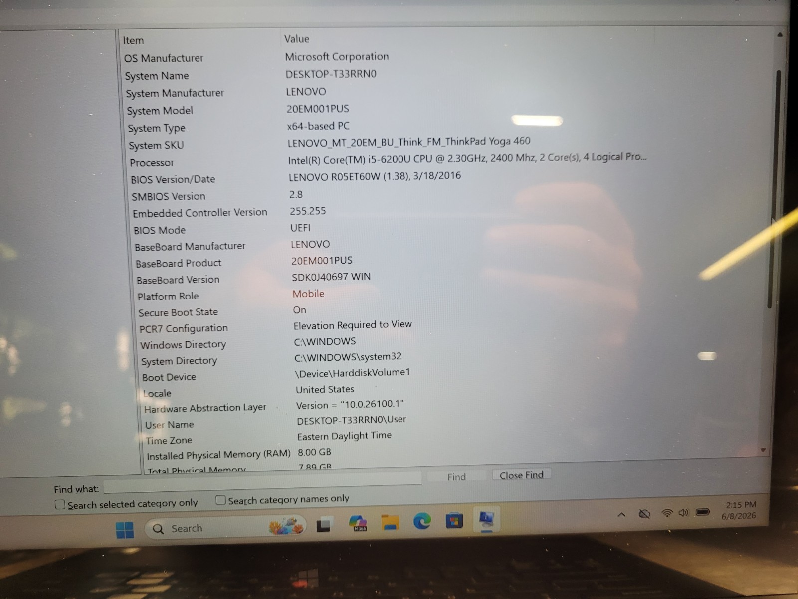 Lenovo ThinkPad Yoga 460 2in1 14″ i5-6200u – 8GB RAM 250GB SSD Win11 Ultrabook