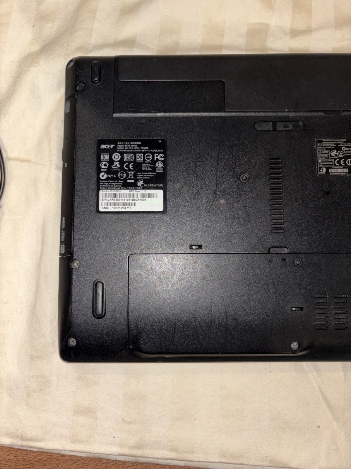 Acer Aspire 5552-3691 AMD Athlon II P340 2.2GHz 4GB RAM 250GB HDD