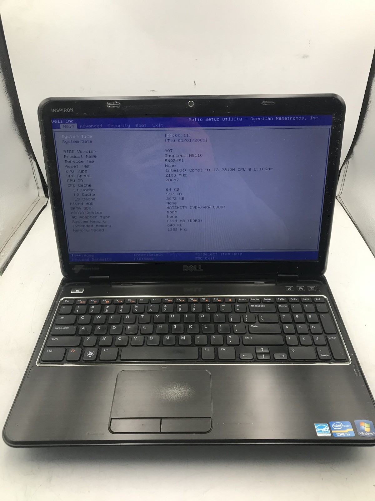 DELL INSPIRON N5110 – BOOTS TO BIOS – INTEL I3 2830M – 6GB RAM – NO OS -READ- BB