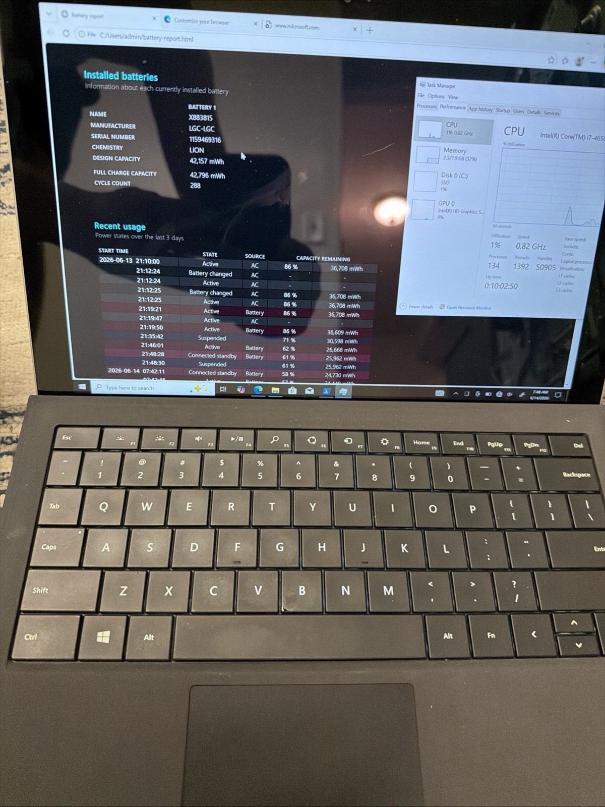 Microsoft Surface Pro 3 Core i7 4650u 1.7GHz 8GB RAM 256GB SSD Windows 11 Pro