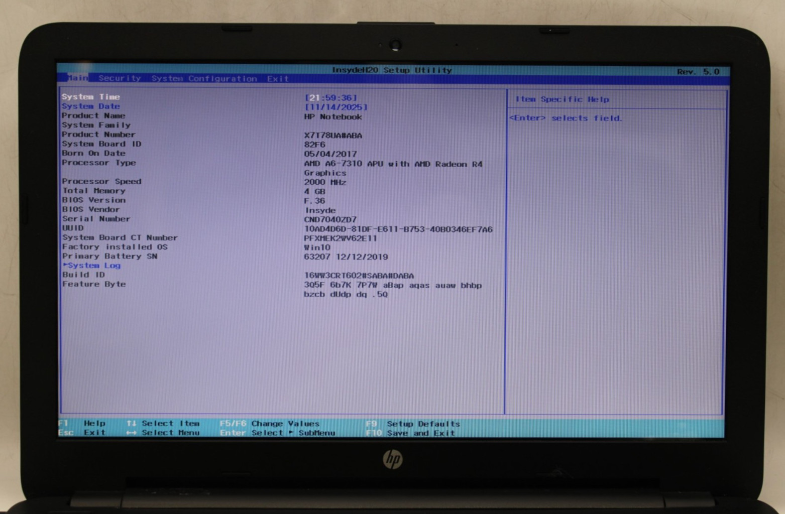 HP 15-ba009dx AMD A6-7310@2.0GHz 4GB DDR3 RAM NO STORAGE/OS *USED/TESTED*