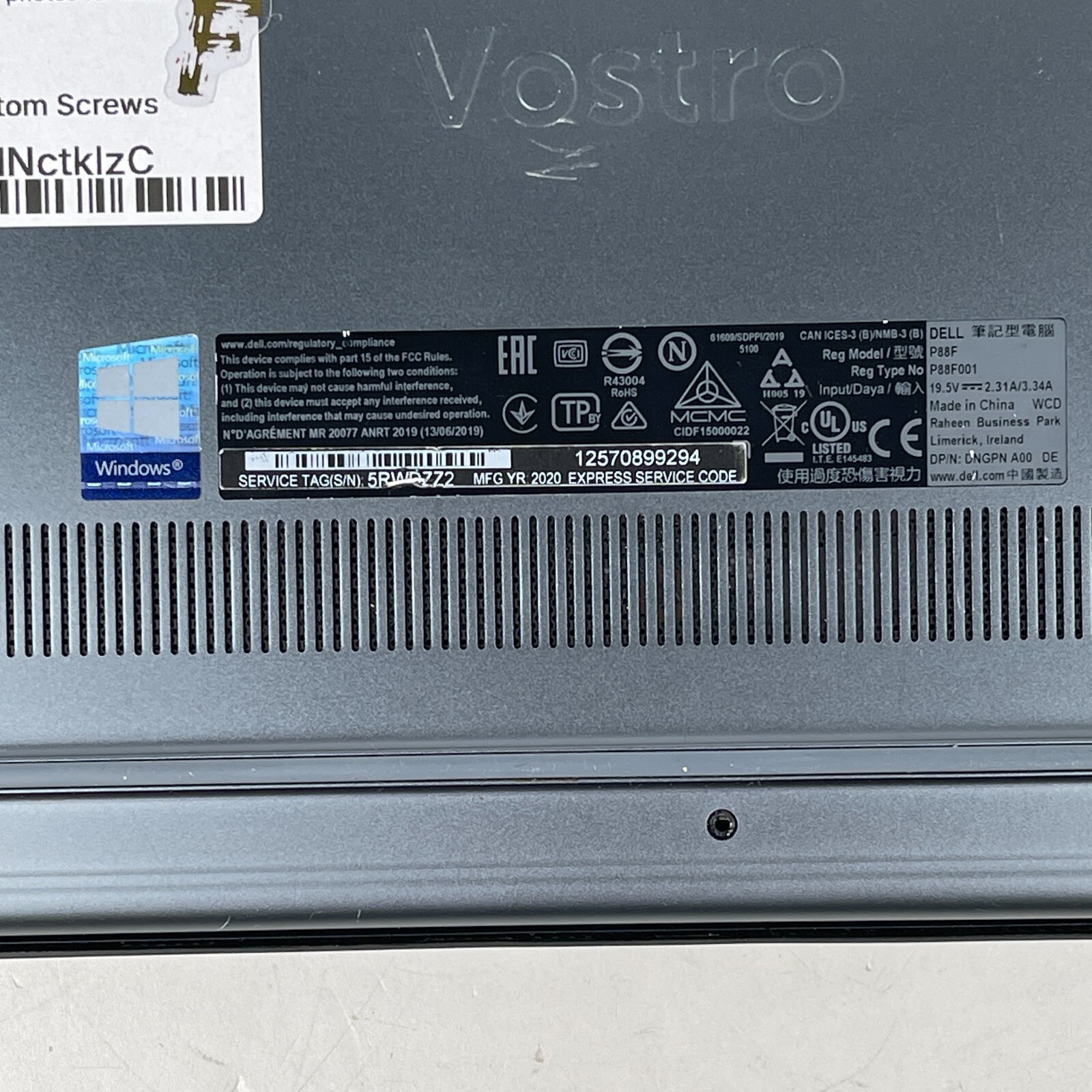 Dell Vostro 5590 i5-10210U 15.6″ Laptop AS IS PARTS – NO VIDEO SEE PICS