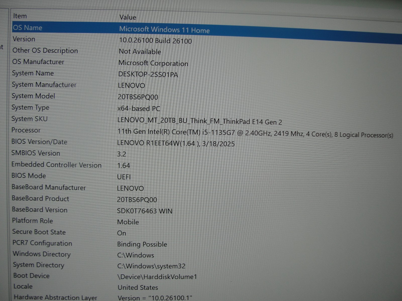 Lenovo ThinkPad E14 Gen 2 14″FHD Intel i5-1135G7 16GB RAM 256GB SSD
