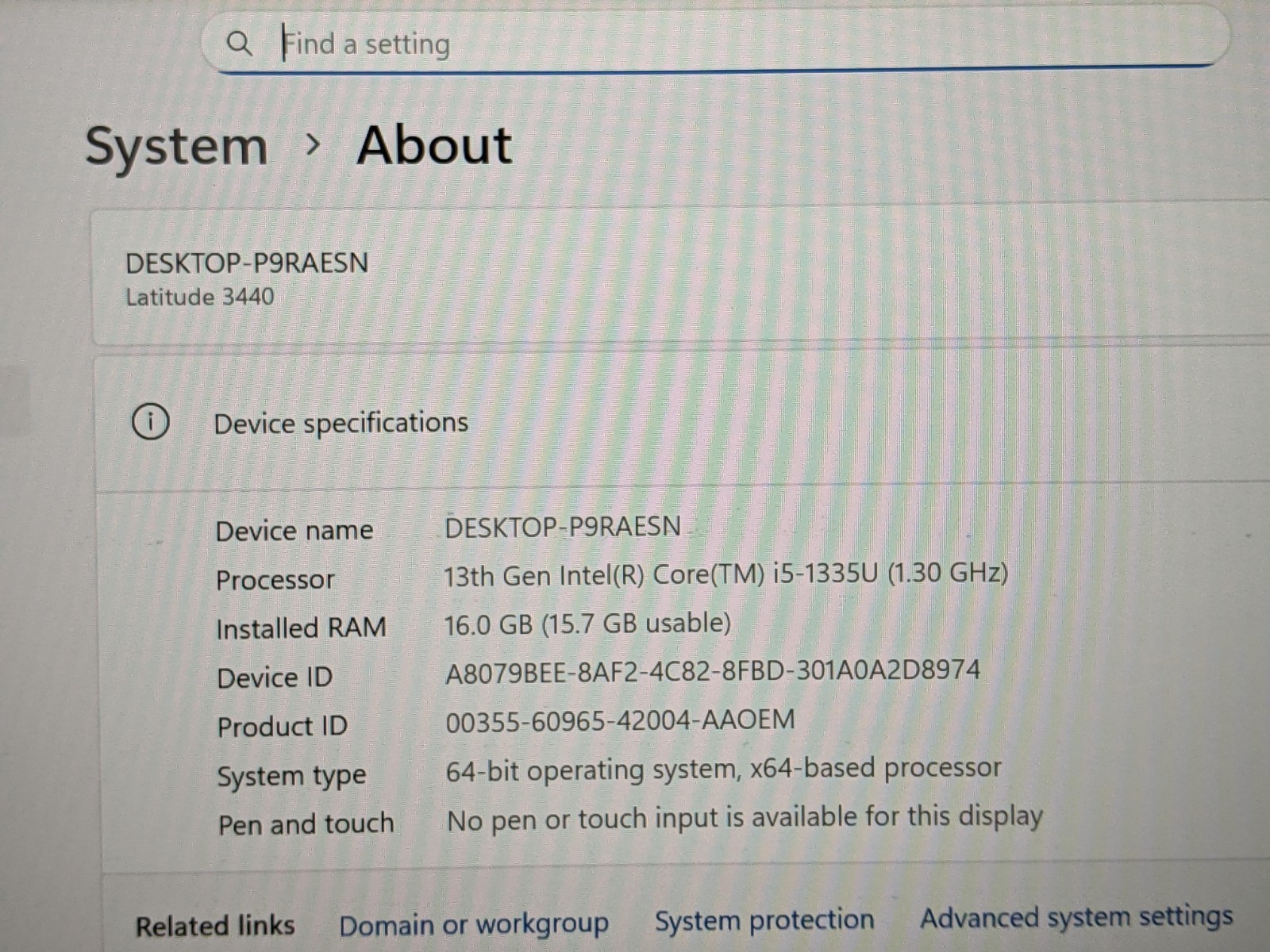 Dell Latitude 3440 14″FHD i5-1335U 1.3GHz 16GB 256GB SSD W11P WARRANTY-07/26 +PA