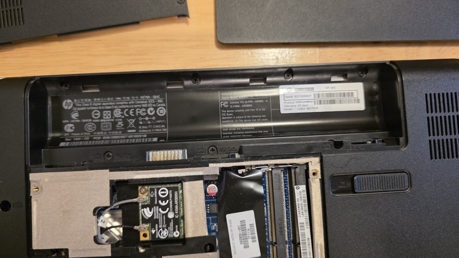 HP G62-407DX AMD Phenom II P650 2600MHz: NO HDD/Battery/RAM/PWR