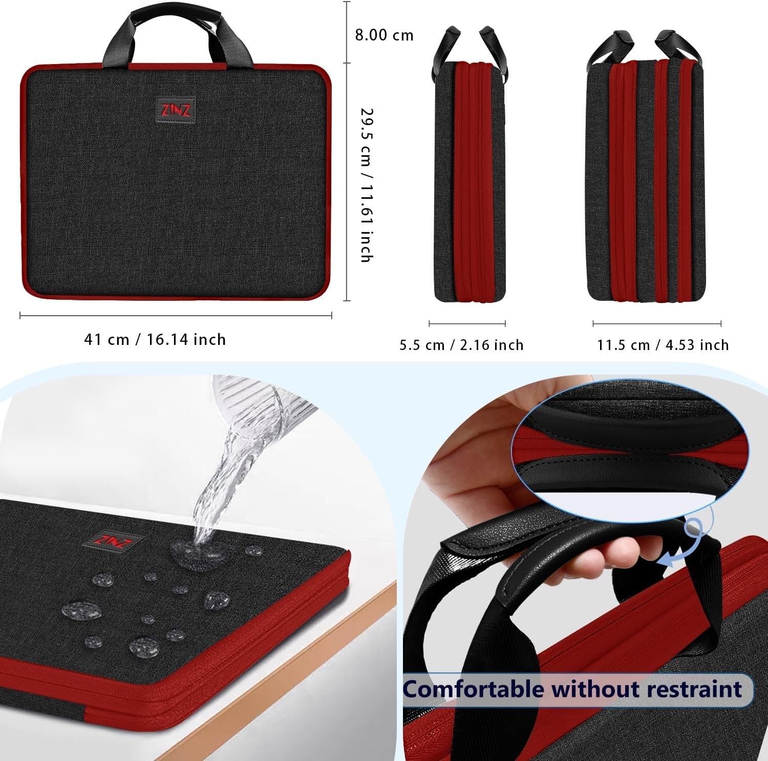 Laptop Case 15 15.6 16 inch Sleeve, Expandable Computer Hand Bag with Multi-pock