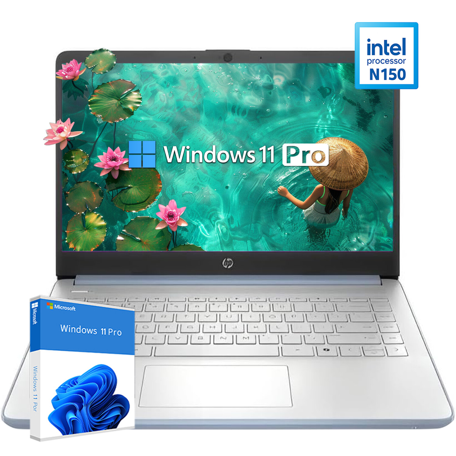 HP 14″ HD Laptop computer 3.6GHz Intel Processor N150 16GB RAM 128eMMC Win11Pro
